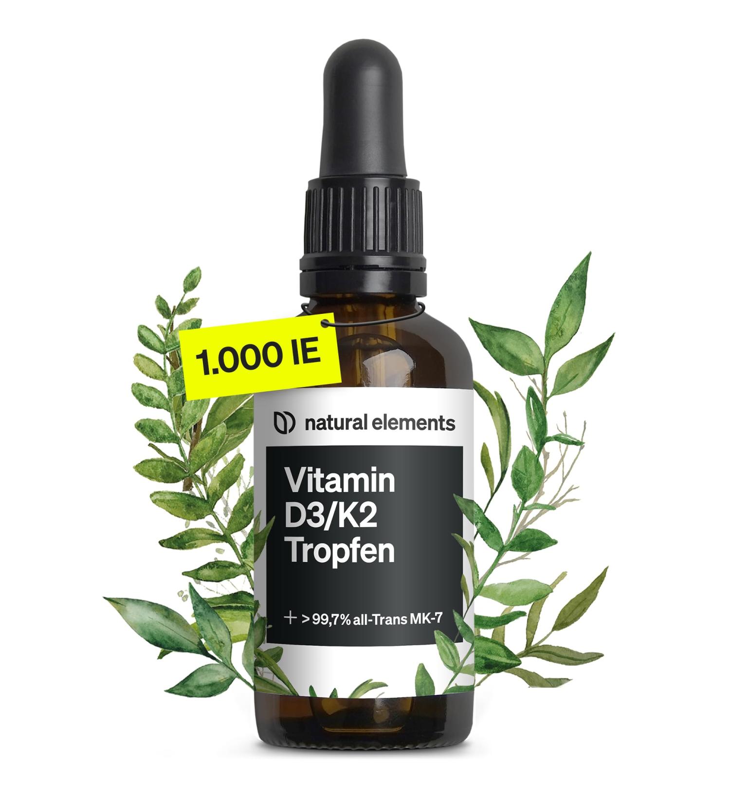 Vitamin D3 + K2 Drops 50ml - Premium Quality Highly Bioavailable Lab Tested Made in Germany - 99.7% All-Trans K2Vital  - Buy Online on GoSupps.com