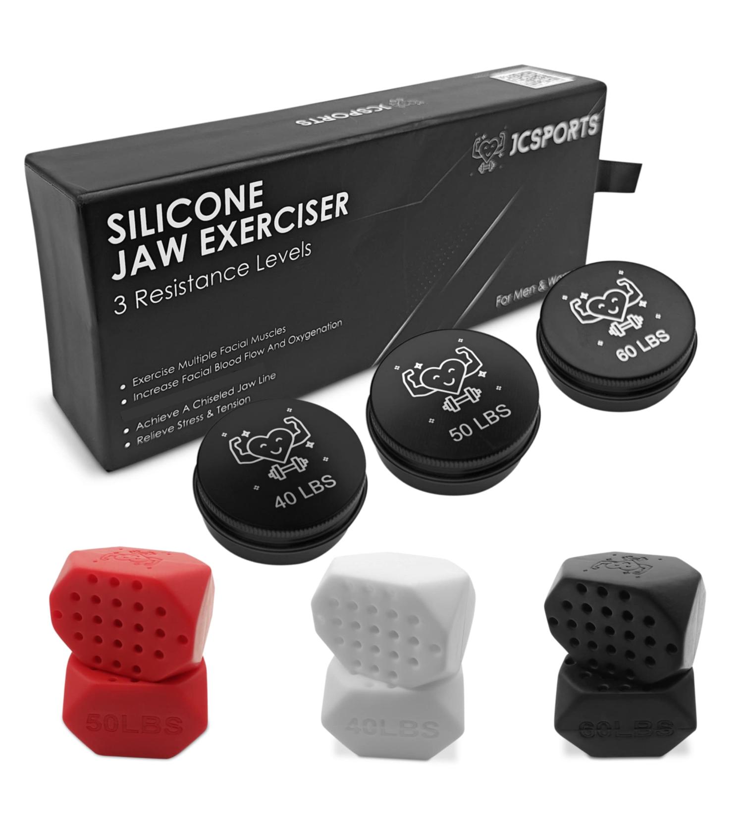JCSports Jawline Exerciser for Men & Women - 3 Levels - Sculpting Silicone Jaws (6 pcs) - Easy to Wash - Buy Online on GoSupps.com