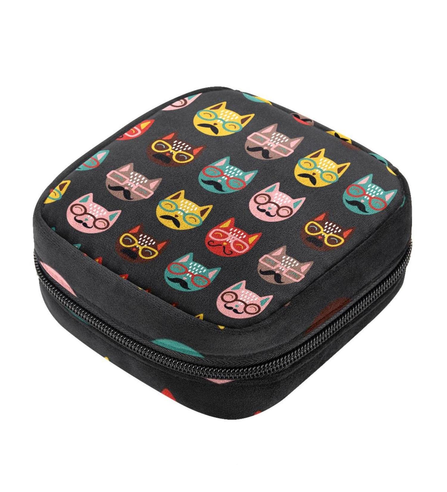 Storage Bags for Women: Cat Pattern Menstrual Cup Bandages & Teen Girls - Portable & Stylish Solution - Buy Online on GoSupps.com
