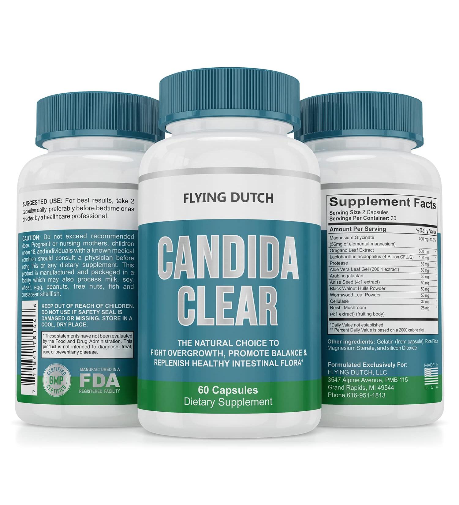 CANDI CLEAR Supplement - Extra Strength Gut Support Complex with Oregano Magnesium & Reishi Mushroom | Fast Acting Digestive & Skin Relief for Men & Women | 60 Capsules - Buy Online on GoSupps.com