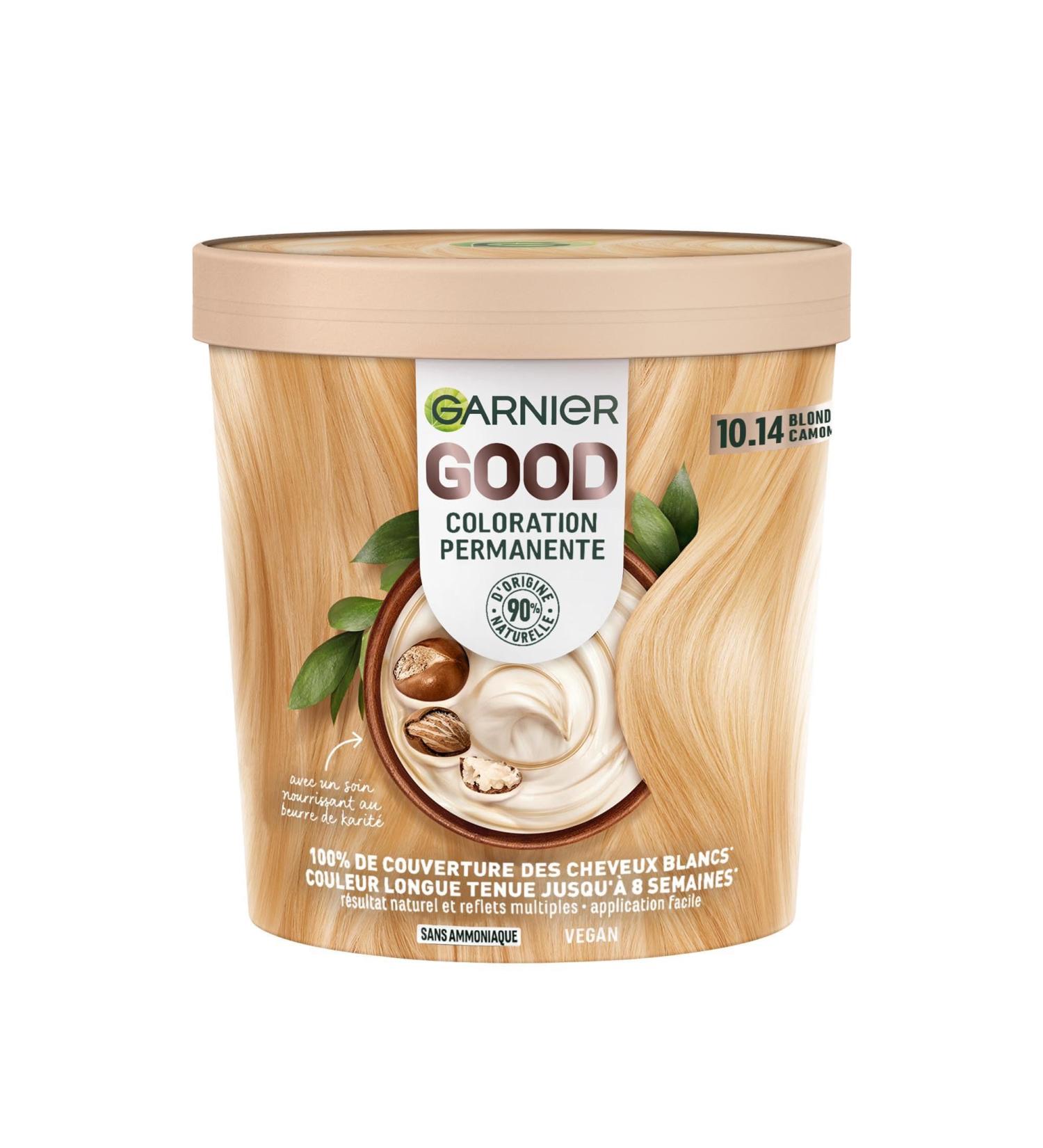 Garnier - Coloration Permanente - Sans Ammoniaque - 90% d'Ingr dients d'Origine Naturelle - Formule Vegan - Beurre de Karit - 100% Couverture Cheveux Blancs - Blond Tr s Clair Camomille (10.14)- Good BLOND CAMOMILLE 10.14 - Buy Online on GoSupps.com