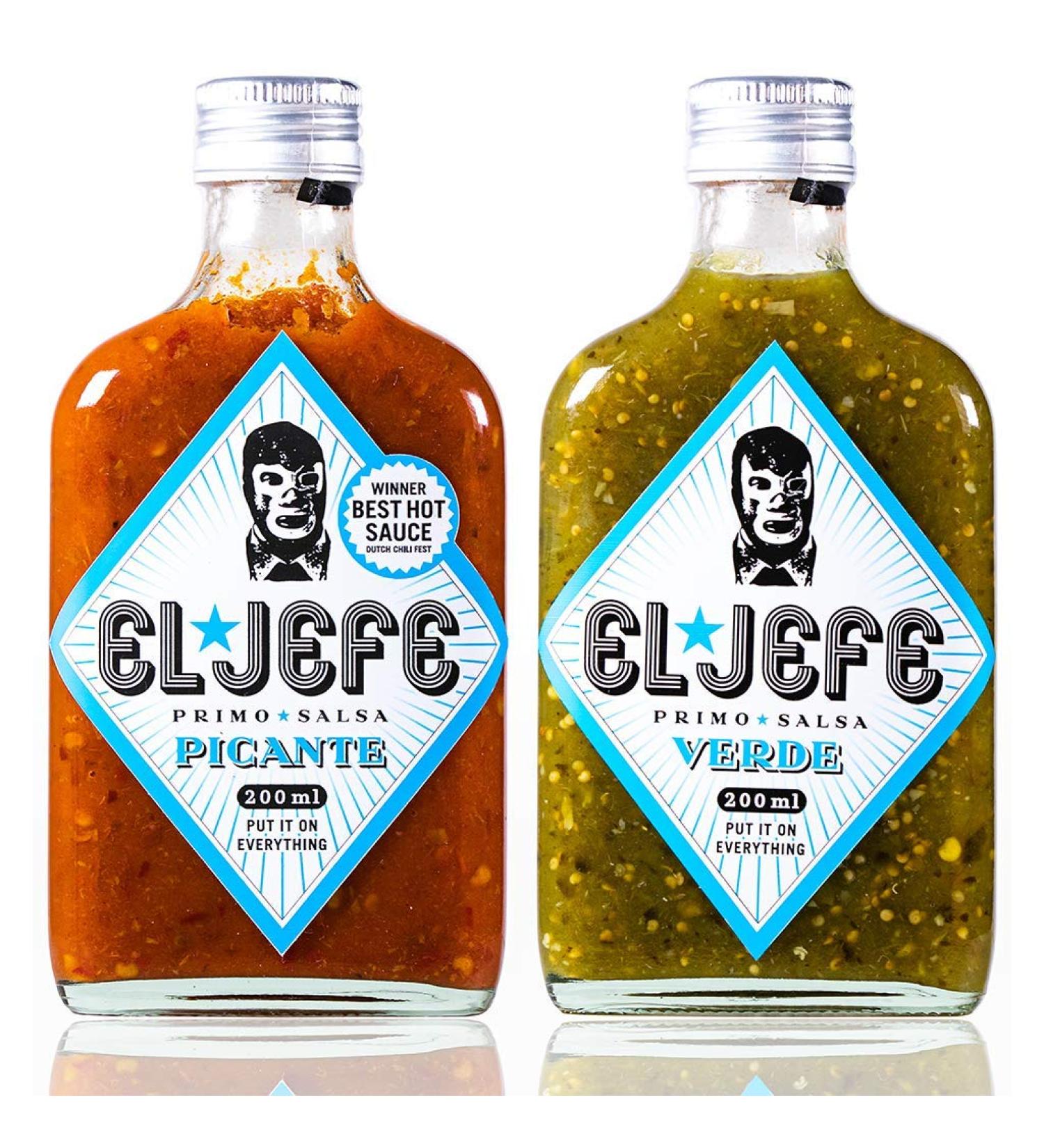 The Chief Cousin Salsa El Jefe Primo Sauce Hot sauce 2Pack Spicy & Green 2x 200ml