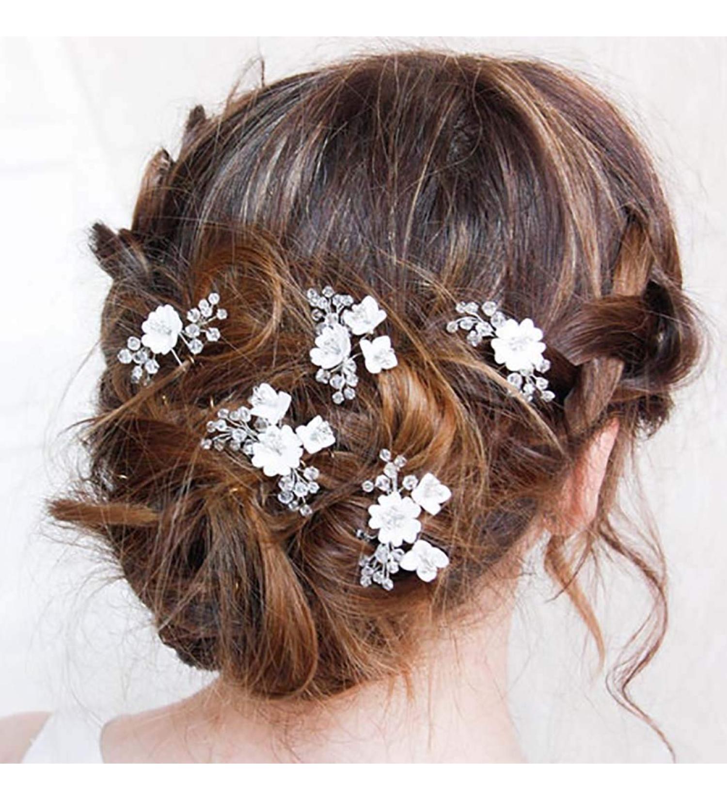 Yean Silver Bride Wedding Hair Pins - Pack of 5 Rhinestone Bridal Hair Pieces for Women and Girls - Buy Online on GoSupps.com