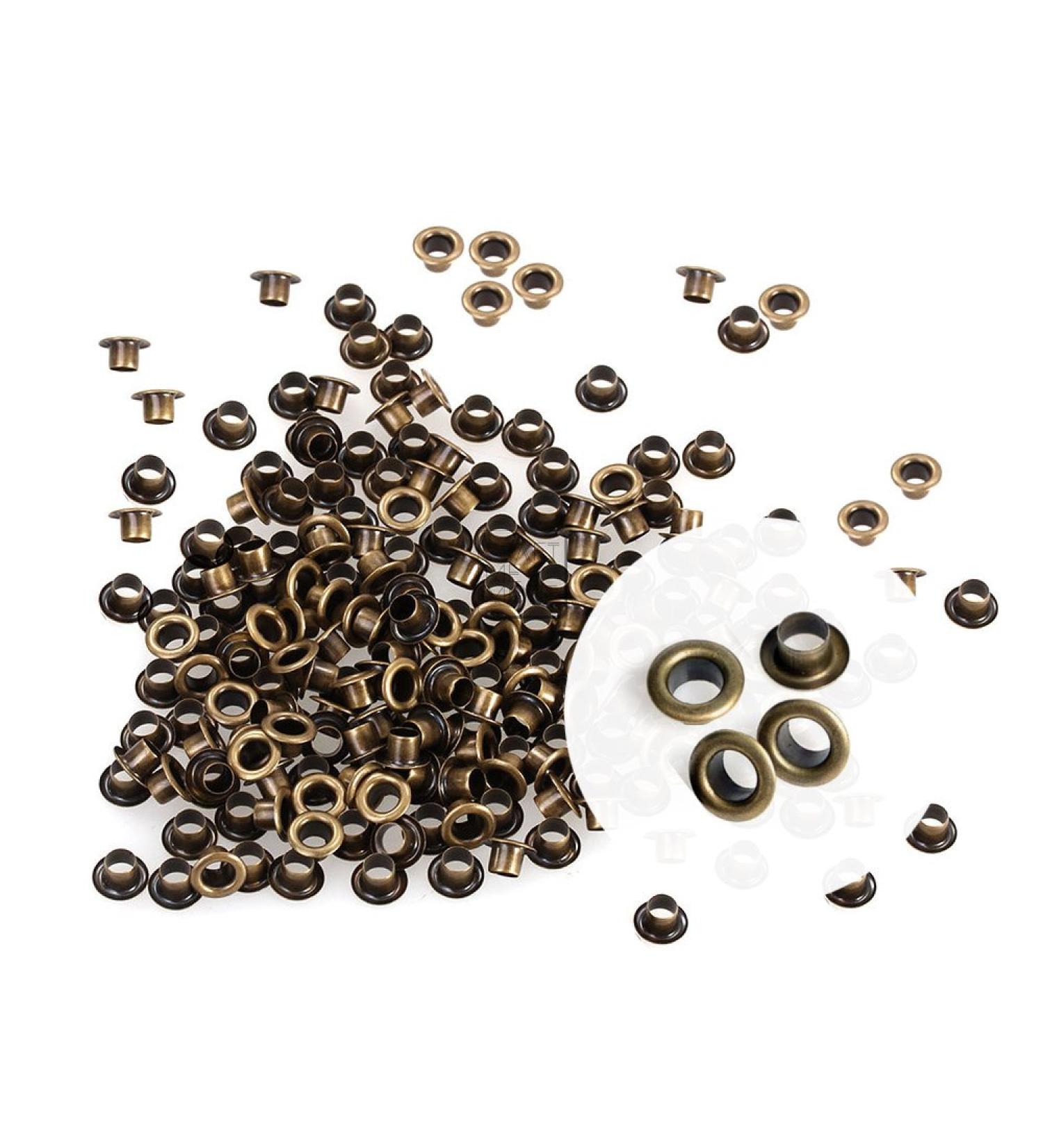 CRAFTMEMORE 1/8 Inch ID Grommets Eyelets 3MM Hole (200pcs, Antique Brass) - Self Backing Eyelet for Bead Cores, Clothes, Leather, Canvas - Buy Online on GoSupps.com