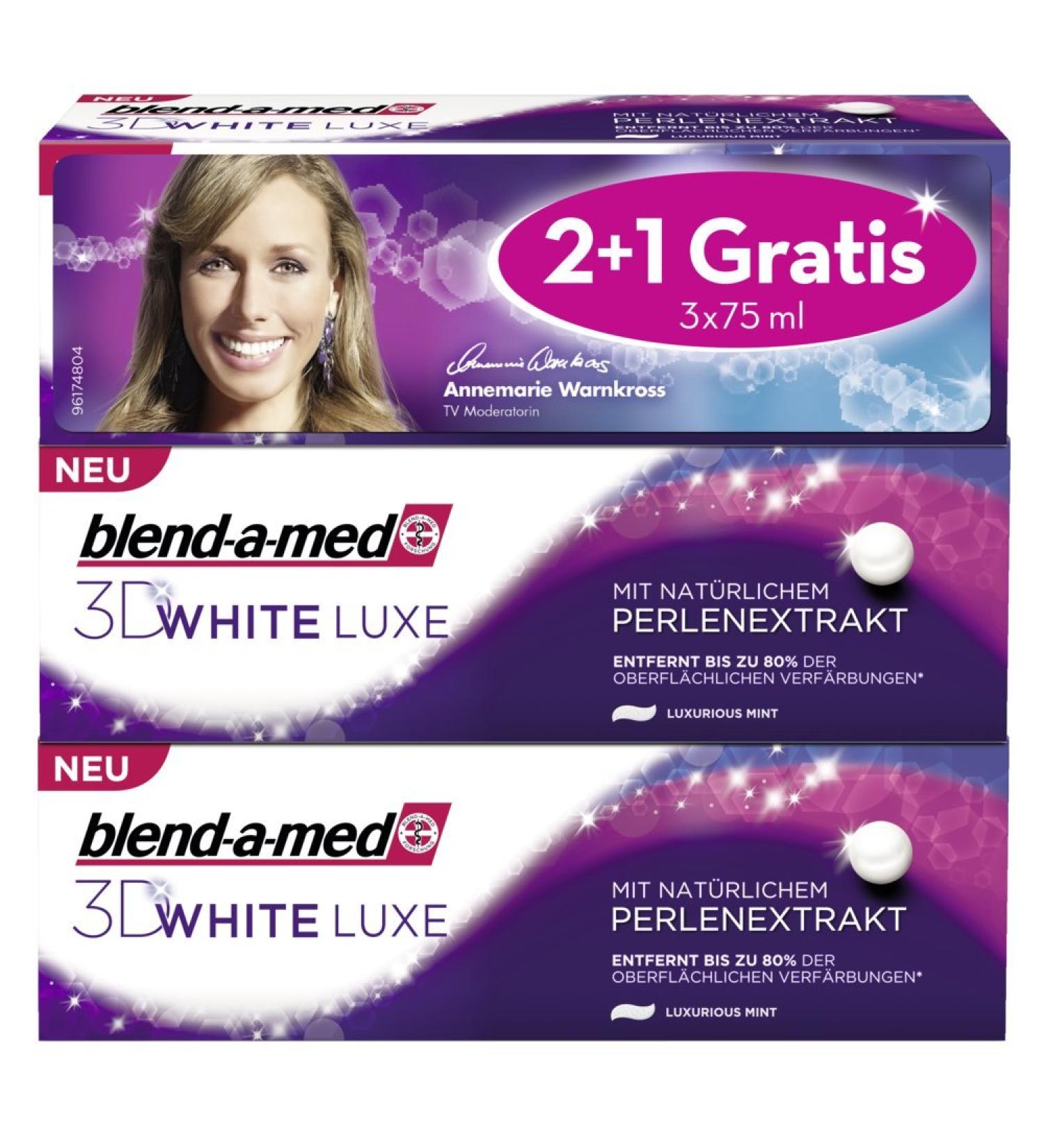 Blend-A-Med 3D White Luxe With Natural Pearl Extract 2+1 Pack of 3 (9 X 75 ml)