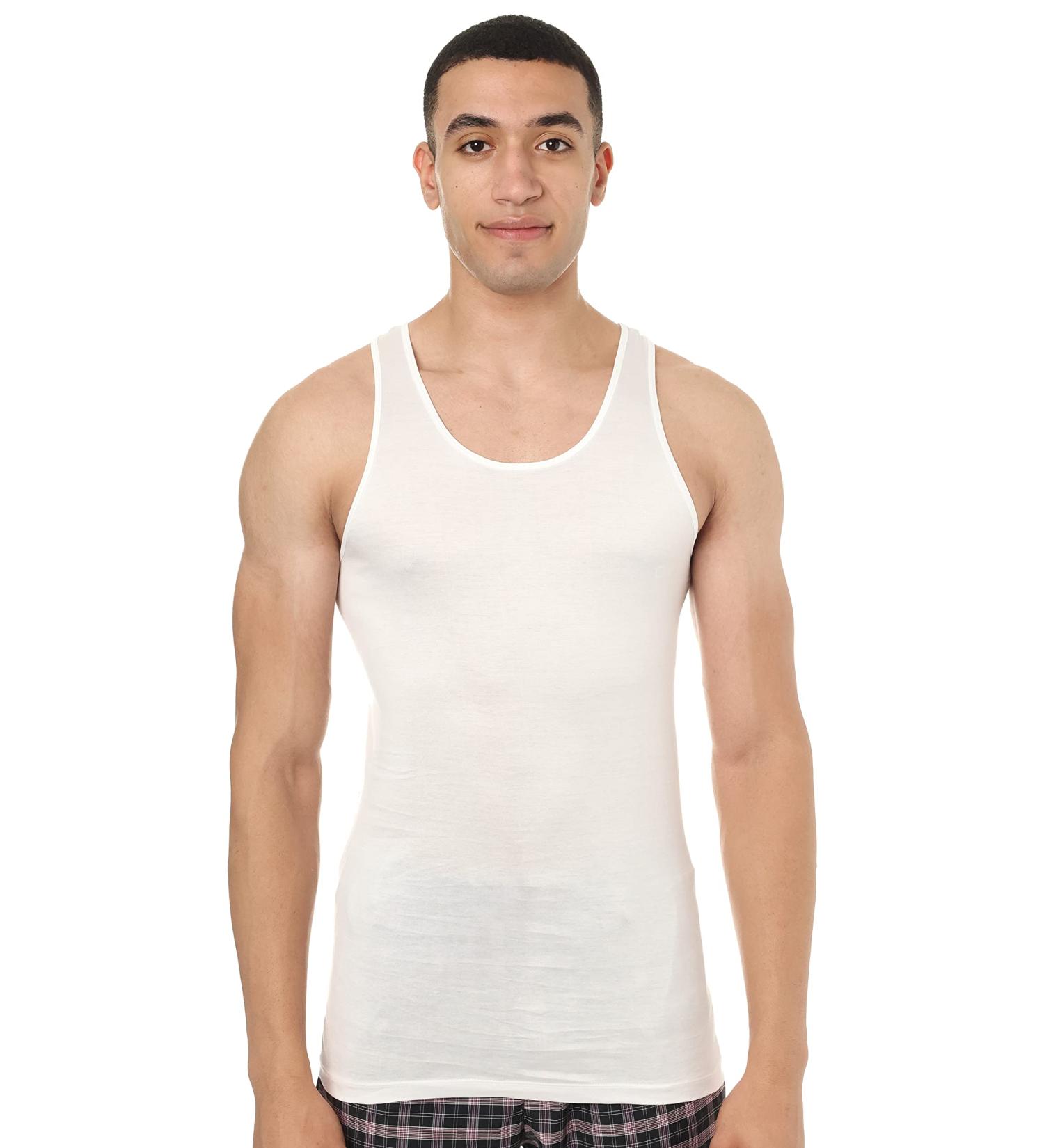 Cottonil Mercerise Sleevless white undershirt for men - L - Buy Online on GoSupps.com