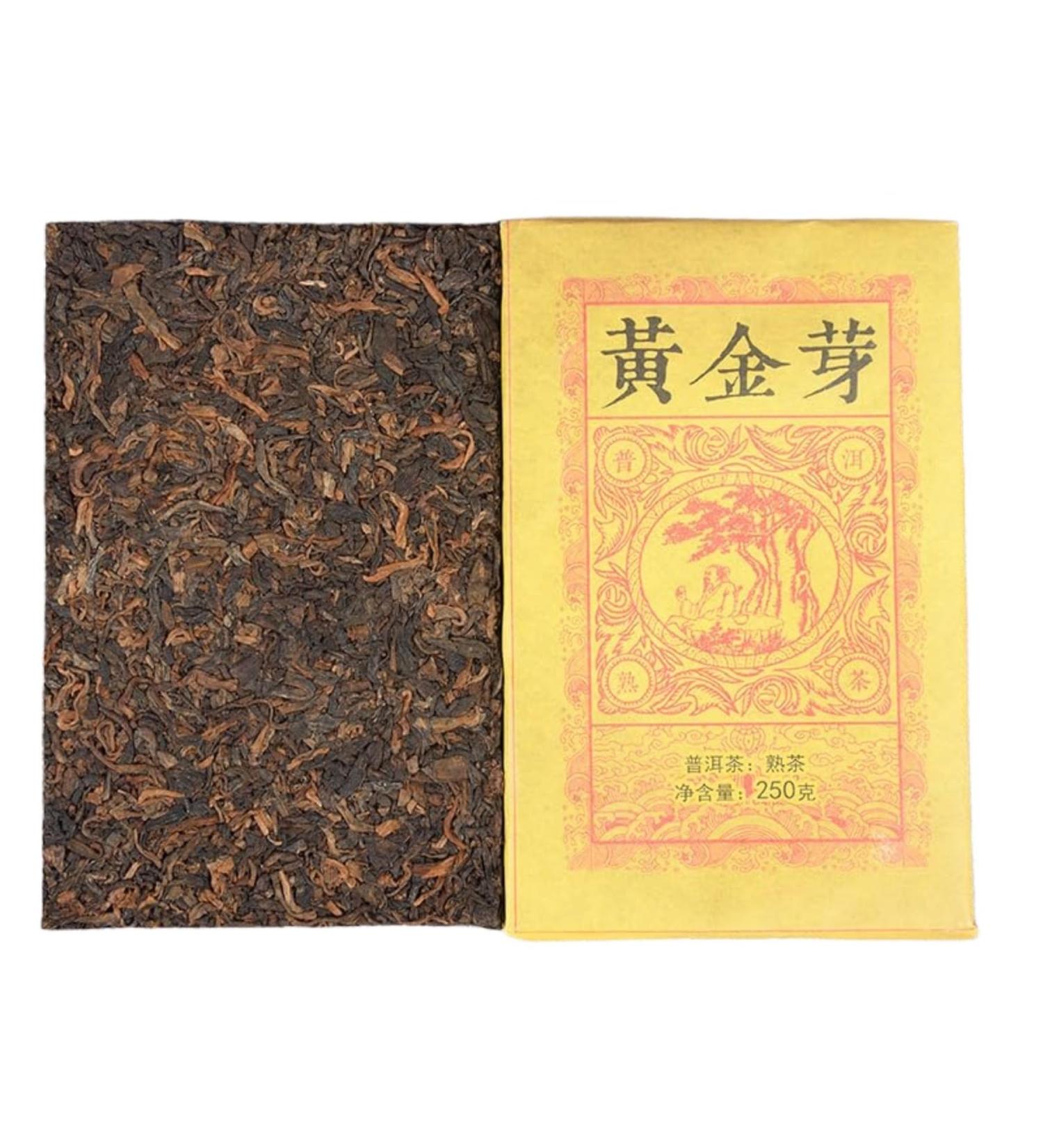 HQZM Yunnan Golden Button Ripened Fragrance Ripe Brick Puer Tea 250g A Gentle Choice of Chinese Tea - Buy Online on GoSupps.com
