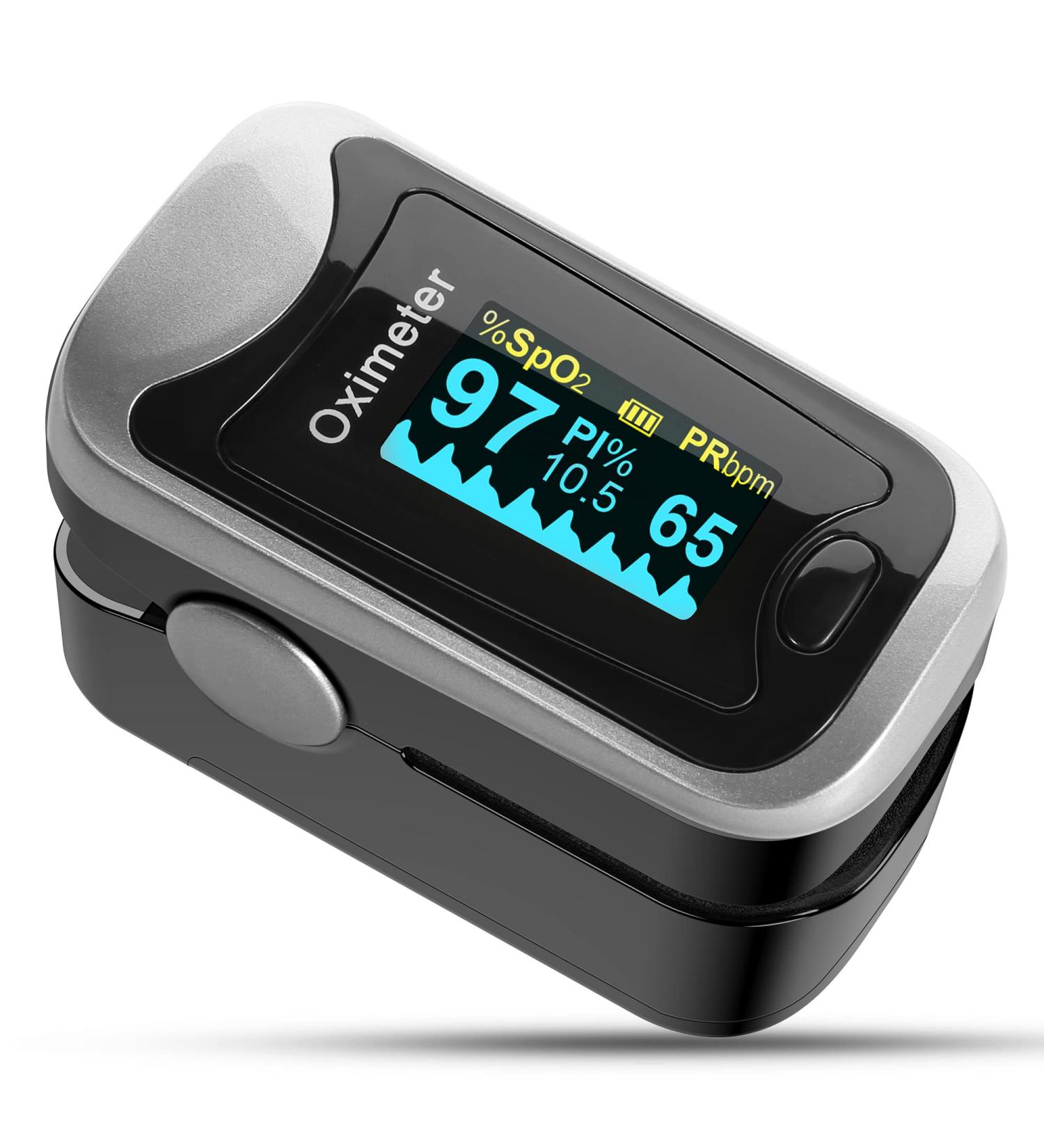 LOVEWEE Upgraded Pulse Oximeter - SpO2 & Heart Rate Monitor with Large OLED Display | Portable Fingertip Oximetry (Black-Silver) - Fast International Shipping - Buy Online on GoSupps.com