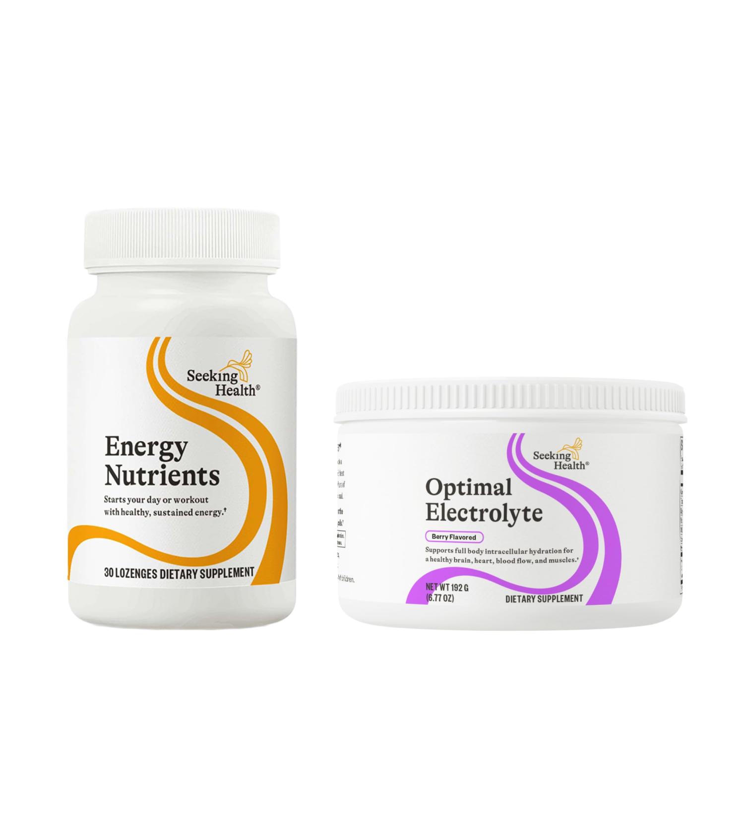 Energy Nutrients & Optimal Electrolyte: NADH CoQ10 for Natural Energy & Focus + Electrolyte Powder Berry (30 Lozenges/30 Servings) - Buy Online on GoSupps.com