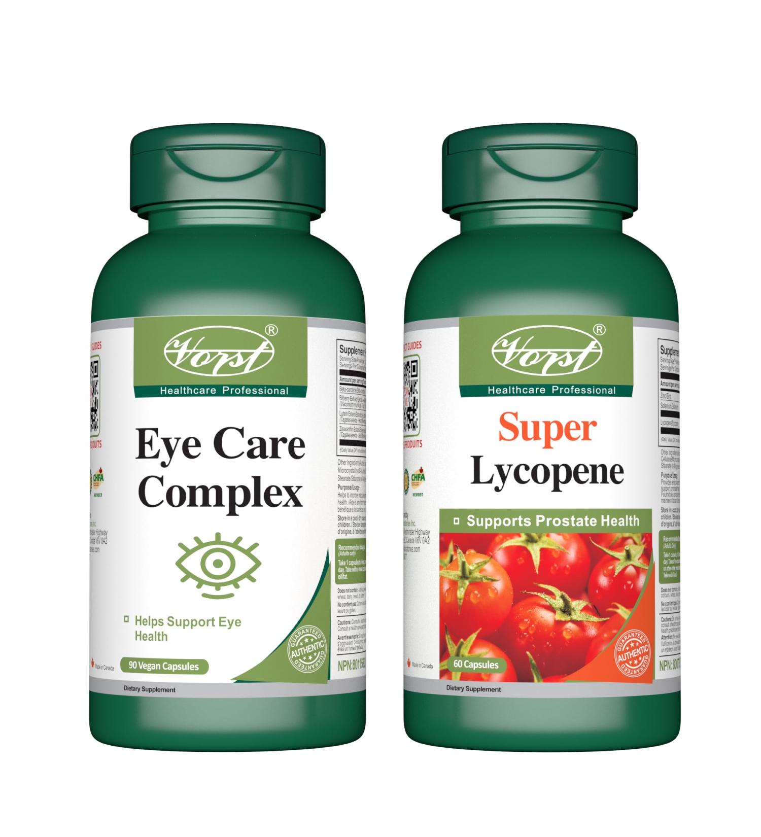 VORST Eye Care Complex 90 Vegan Capsules & Premium Lycopene 60 Capsules (Combo Bundle 2 Bottles) - Buy Online on GoSupps.com