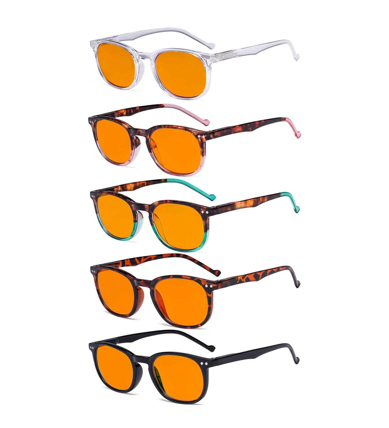 Eyekepper Retro Design Blue Light Blocking Readers with Orange Tinted Lenses +1.00 - 5 Pack - Buy Online on GoSupps.com