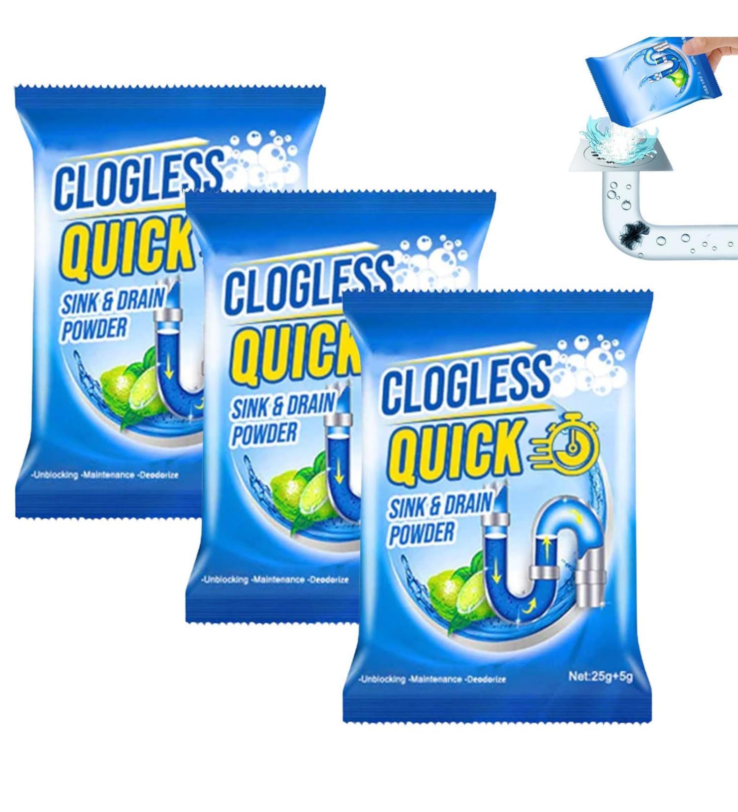GFOUK Clogless Quick Sink And Drain Powder Powerful Kitchen Pipe Dredging Agent Sink Drain Cleaner Unclog Sink Drain Powder for Powder Agent For Kitchen Toilet Pipe Dredging (3pcs) - Buy Online on GoSupps.com