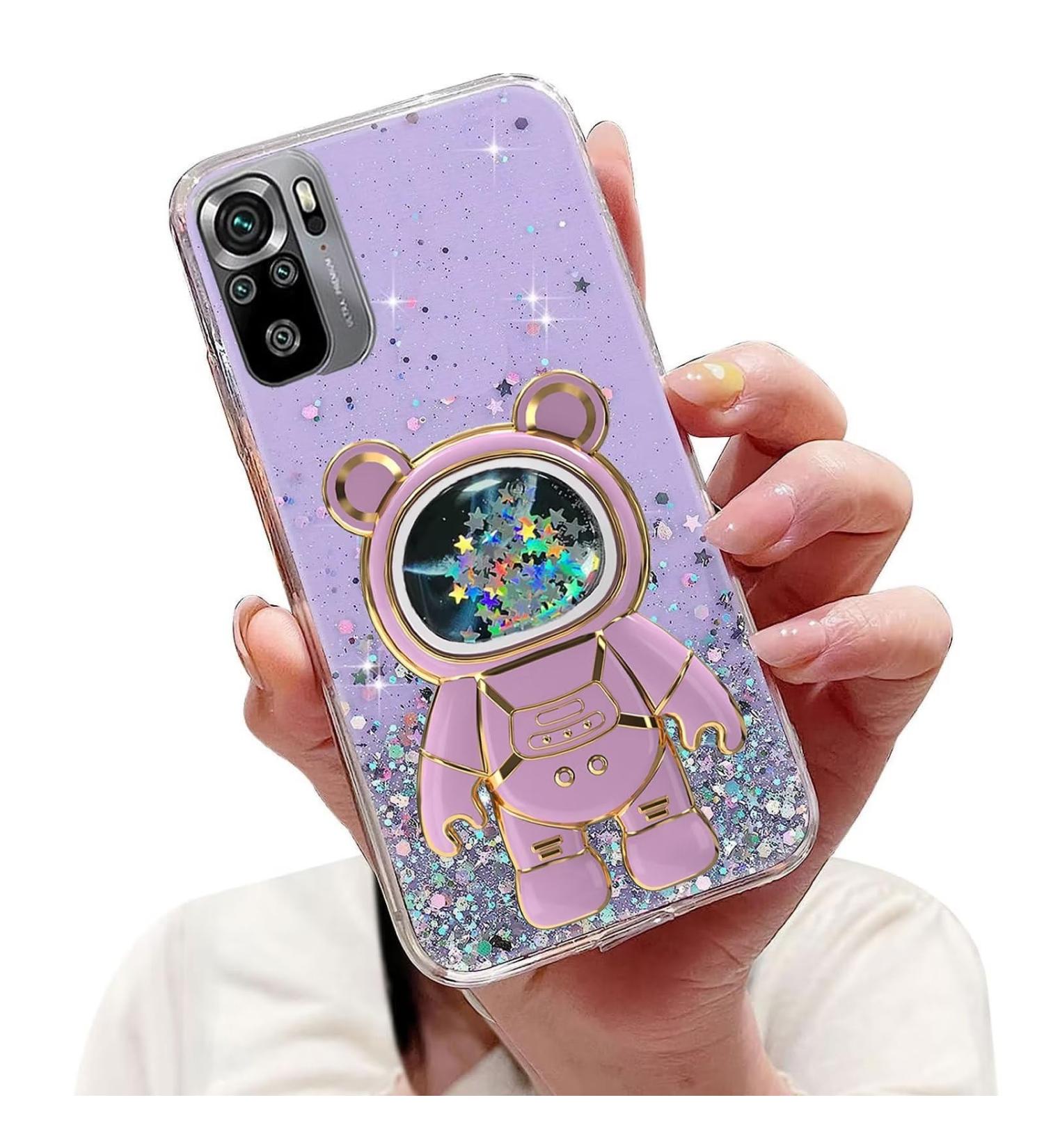 Buy Tivenfezk Nadoli Astronaut Glitter Case for Xiaomi Redmi Note 10 4G - Soft Silicone Hidden Stand Cover - Bling Purple Caricature Shell - Buy Online on GoSupps.com