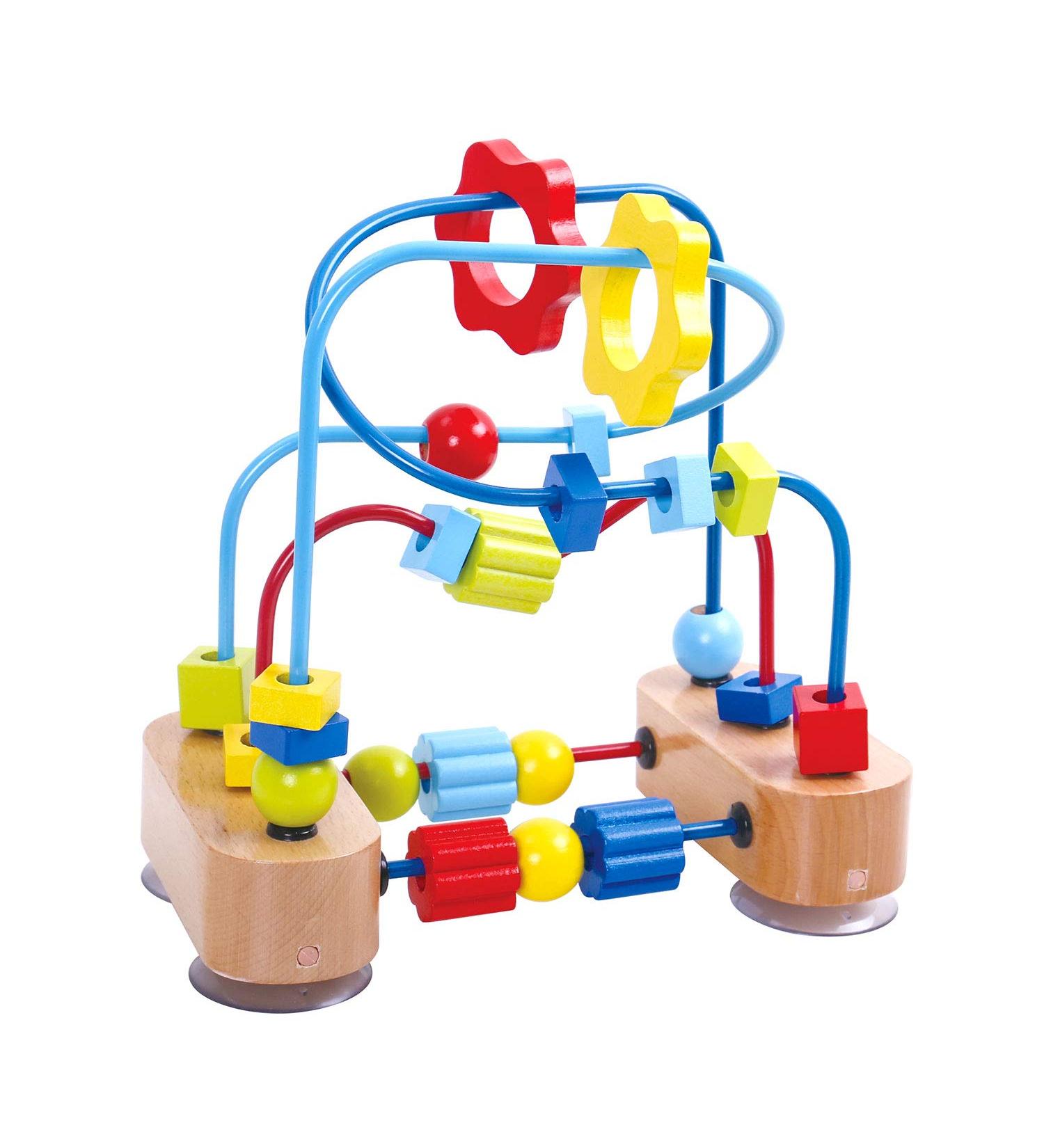 Tooky Toy TKC315 small motor skills loop with colorful sliding elements and colored loops