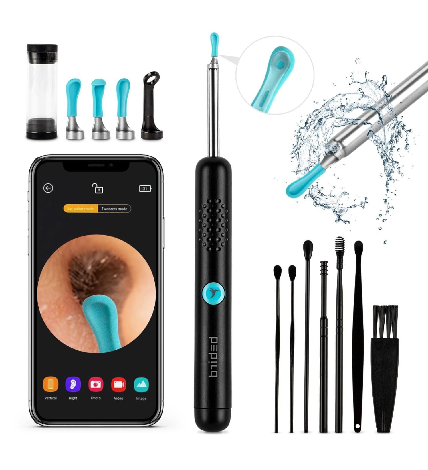 Ear Wax Removal Tool Camera - R1 Upgraded Wireless Otoscope with 1080P HD Camera | Ear Cleaner with Anti-Fall Off Eartips | Waterproof Ear Camera | Earwax Removal Kit for iPhone & Android - Black - Buy Online on GoSupps.com