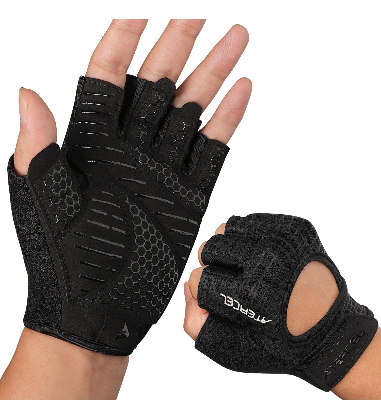 Atercel Fitness Gloves for Men & Women - Full Hand Padding Training & Sports Gloves for Gym Weightlifting & Cycling - Black M - Buy Online on GoSupps.com