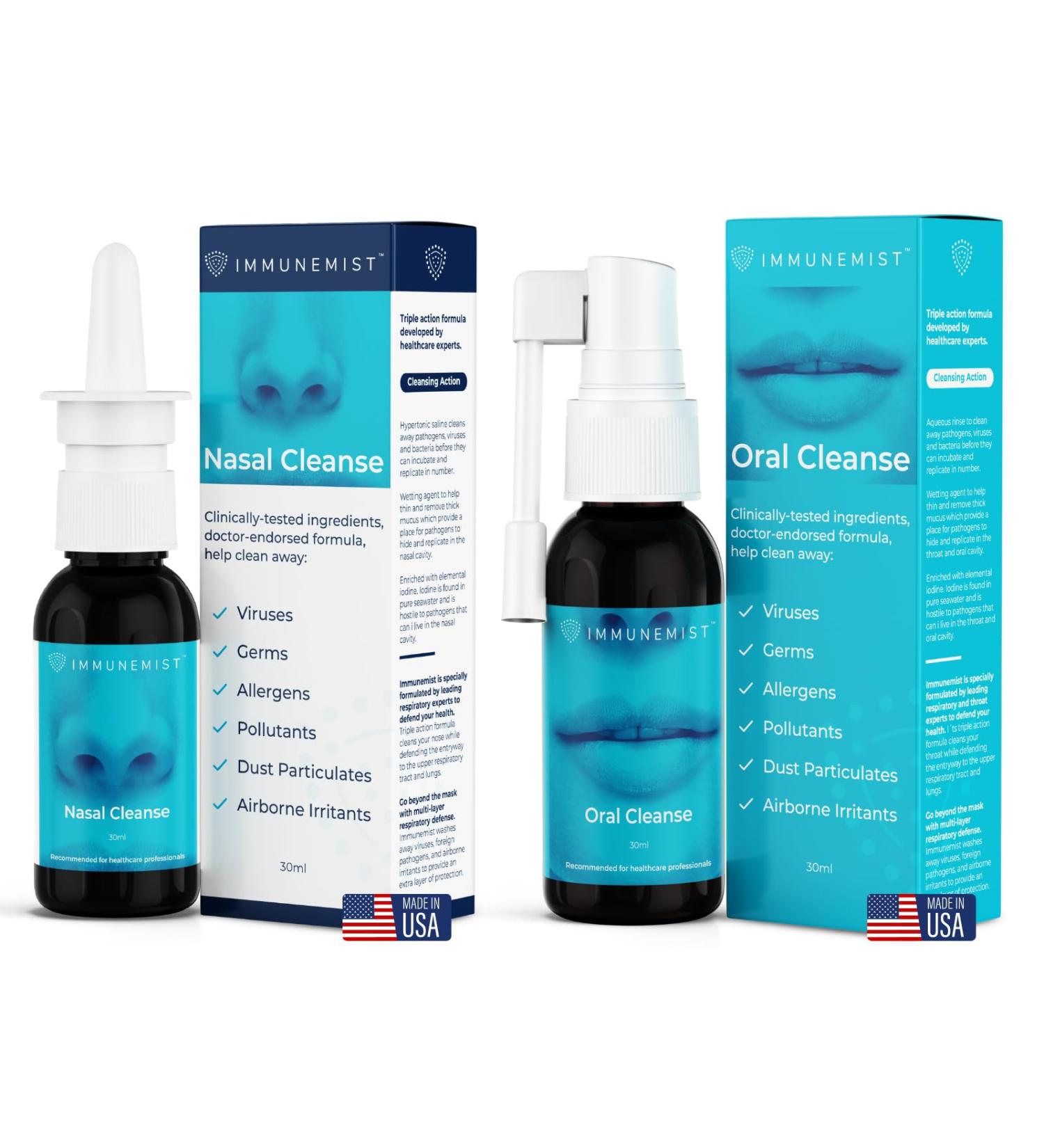ImmuneMist Nasal and Oral Cleanse Bundle - Iodine Throat Spray and Nasal Iodine Spray - Up to 500 Doses - Made in The USA - Buy Online on GoSupps.com