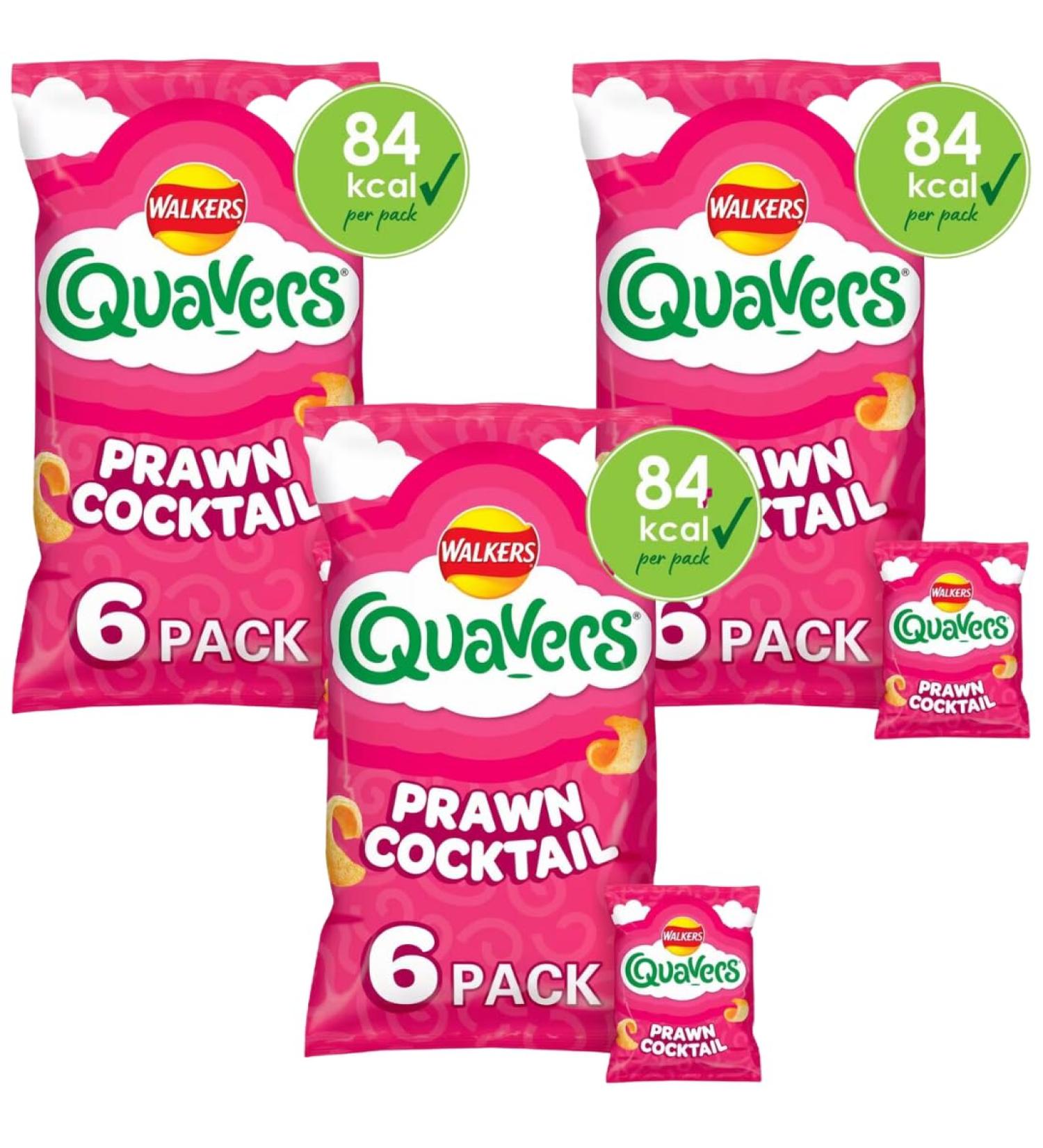 Crisps Bundle Consisting of Quavers Prawn Cocktail Multipack Crisps 6x16g (3 Pack)