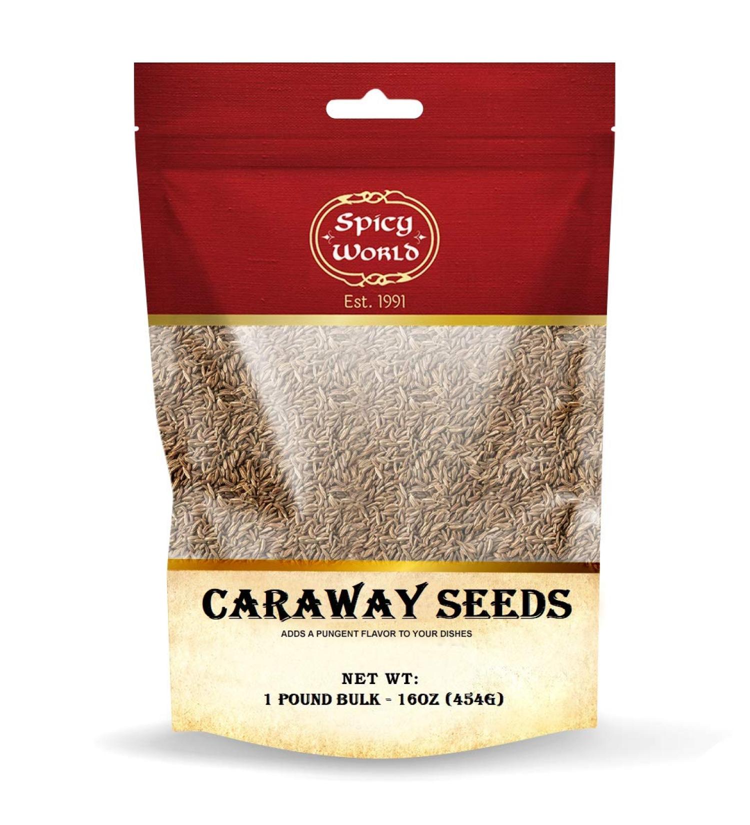 Spicy World Caraway Seeds Whole 1lb - Perfect for Rye Bread & Sauerkraut - Gourmet Cooking Caraway Seed - Buy Online on GoSupps.com