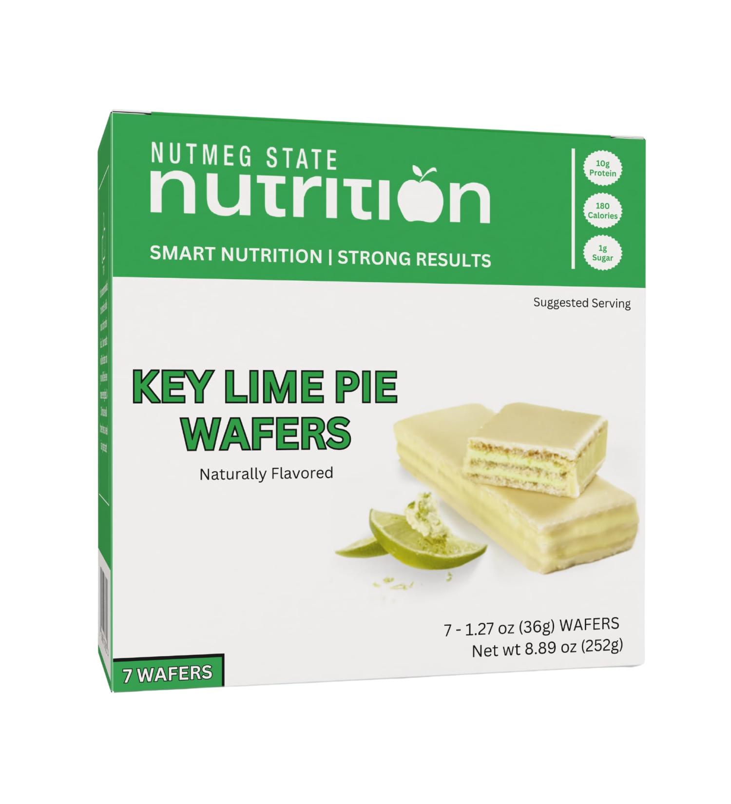 Nutmeg State Nutrition - High Protein Wafer Bars Protein Snack Bars Low Calories Low Sugar 7 Servings Per Box (1 Box (7 Servings) Key Lime) Key Lime 1 Count (Pack of 1) - Buy Online on GoSupps.com