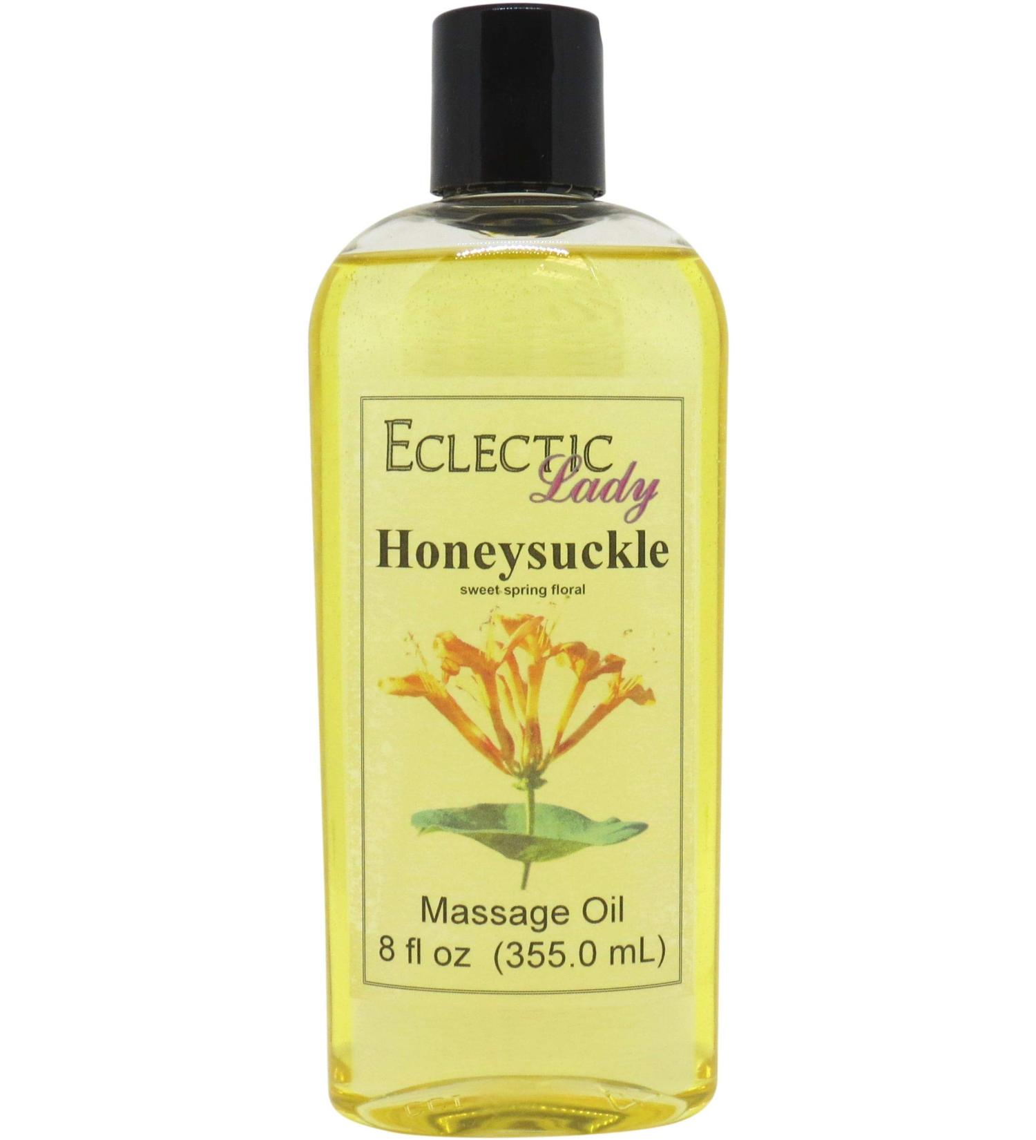 Honeysuckle Massage Oil 8 oz | Sweet Almond & Jojoba Oil | Preservative Free | Aromatherapy & Relaxation - Buy Online on GoSupps.com