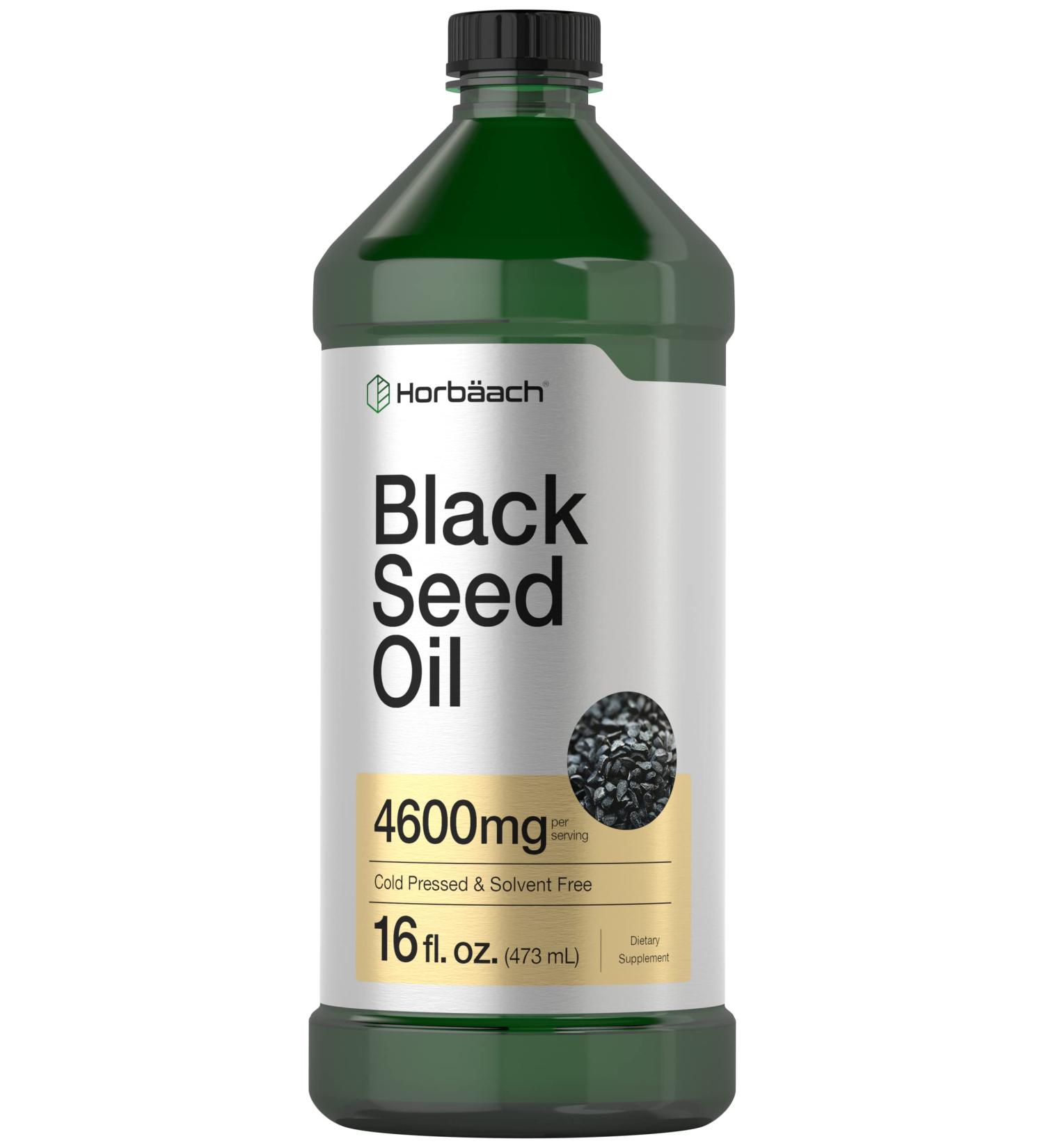 Organic Black Seed Oil - 4600mg Cold Pressed Nigella Sativa Supplement - 16 oz Bottle - Vegetarian, Non-GMO, Gluten Free - Solvent Free Formula by Horbaach - Buy Online on GoSupps.com