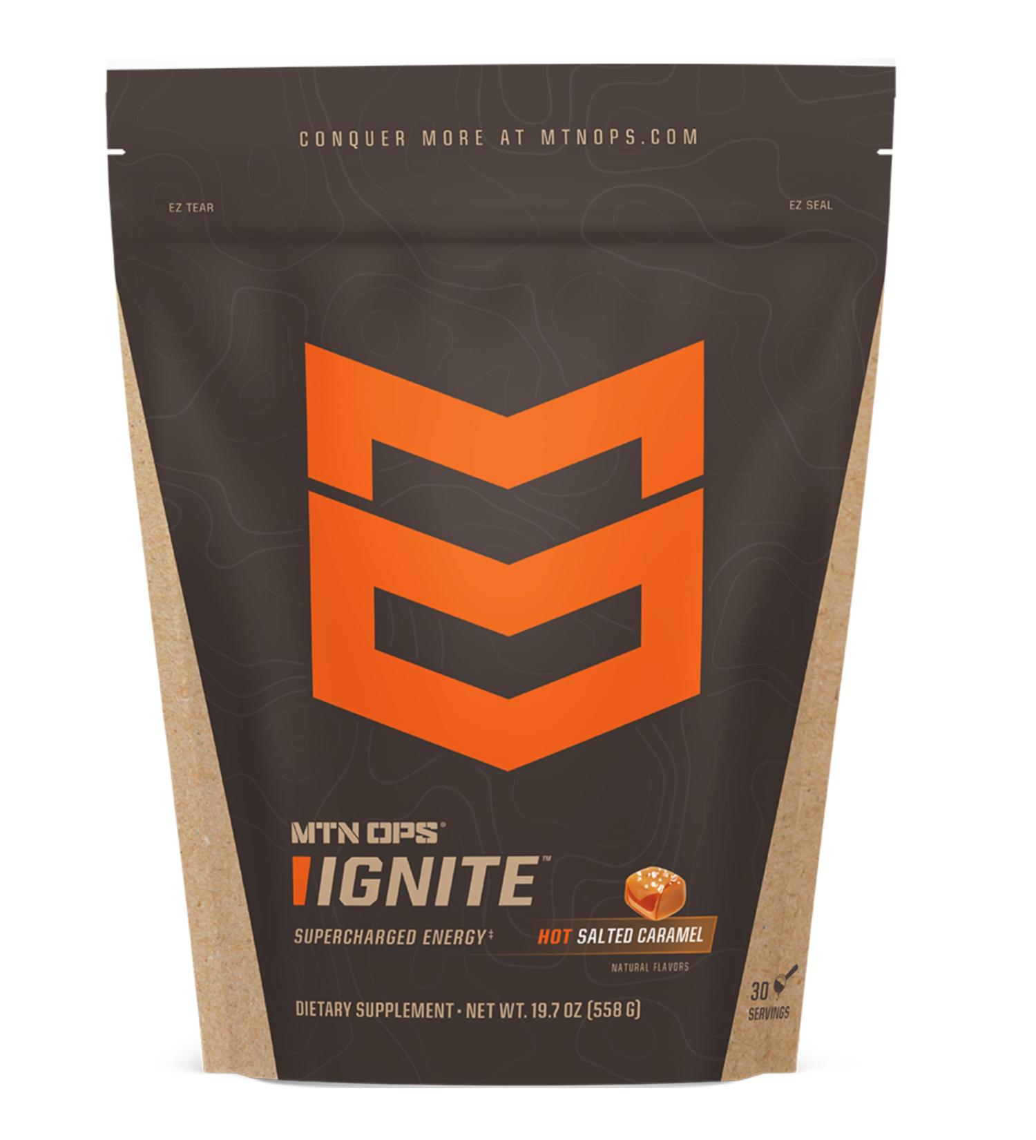 MTN OPS Hot Ignite Instant Coffee Nootropic & L-Arginine L-Citrulline for Cognitive Clarity Mental Focus & Nitric-Oxide Boost | 200mg Caffeine per Serving 30 Servings | Salted Caramel - Buy Online on GoSupps.com