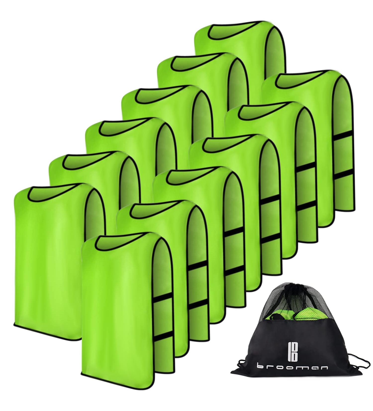 Brooman Scrimmage Training Vest 12 & 24 Pack - Soccer Practice Pinnies for Kids, Youth, and Adults in Lime - Large Size - Buy Online on GoSupps.com