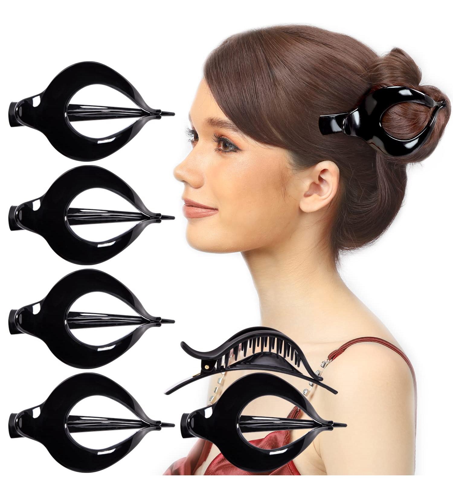 RC ROCHE ORNAMENT 6 Pcs Women's Vintage Elegant Chic Plastic Hair Clutcher Clips - Large Black (Pack of 6) - Buy Online on GoSupps.com