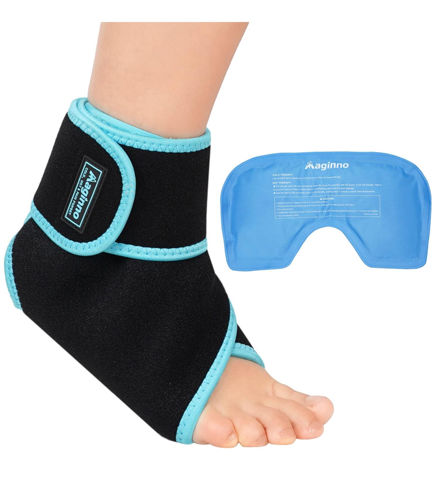 Maginno Ankle Ice Pack Wrap - Reusable Hot Cold Compression Therapy for Sports Injury, Achilles Tendonitis, Sprains, Plantar Fasciitis - Ankle Brace Gel Pack - Buy Online on GoSupps.com