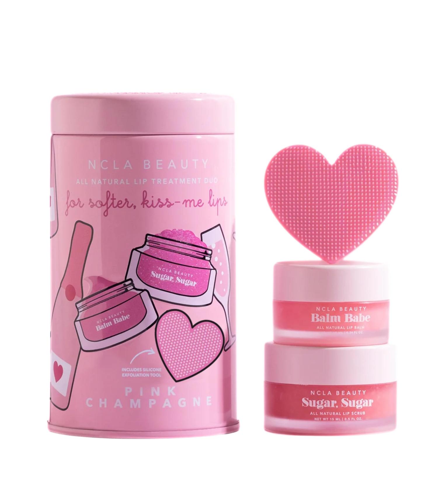 NCLA - Lip Care Set + Lip Scrubber | Clean Natural Non-Toxic Beauty (Pink Champagne)
