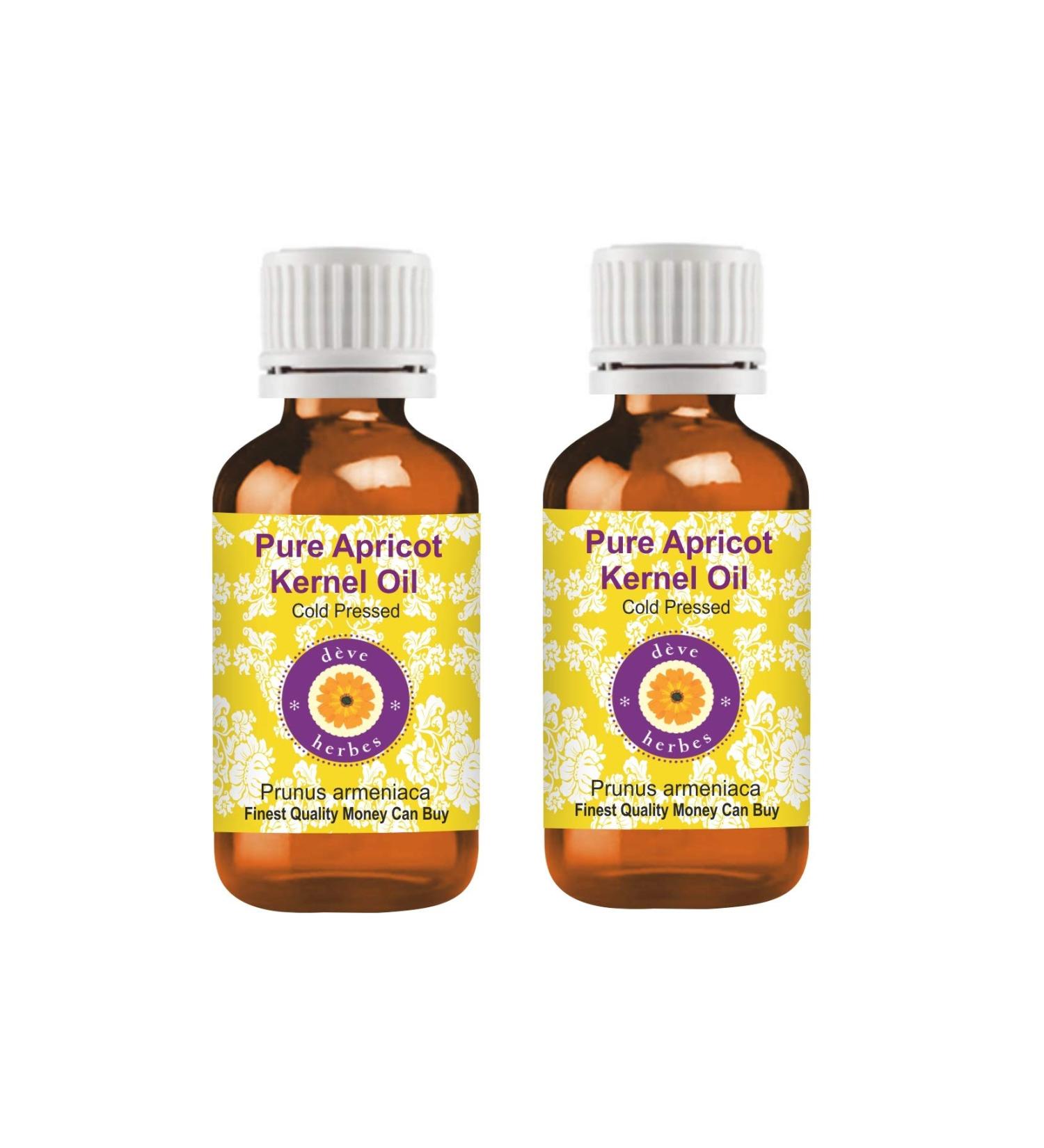 DEve Herbes Pure Apricot Kernel Oil (Prunus Armeniaca) - Natural Therapeutic Quality Cold Pressed Pack of 2 (100ml x 2) - Premium Skincare Oil for Moisturizing & Healing - Buy Online on GoSupps.com