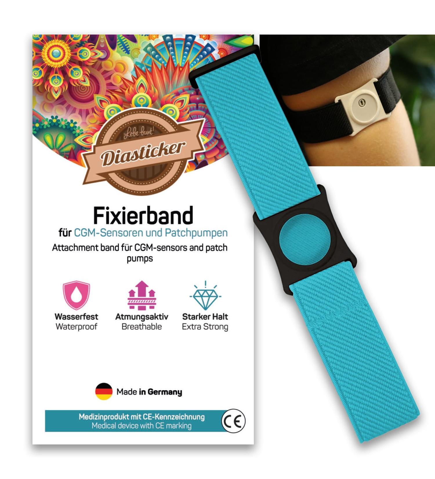 Diasticker Freestyle Libre 3 | Waterproof Fixing Band | Strong Sensor Protection | Medium Black & Turquoise Options - Buy Online on GoSupps.com