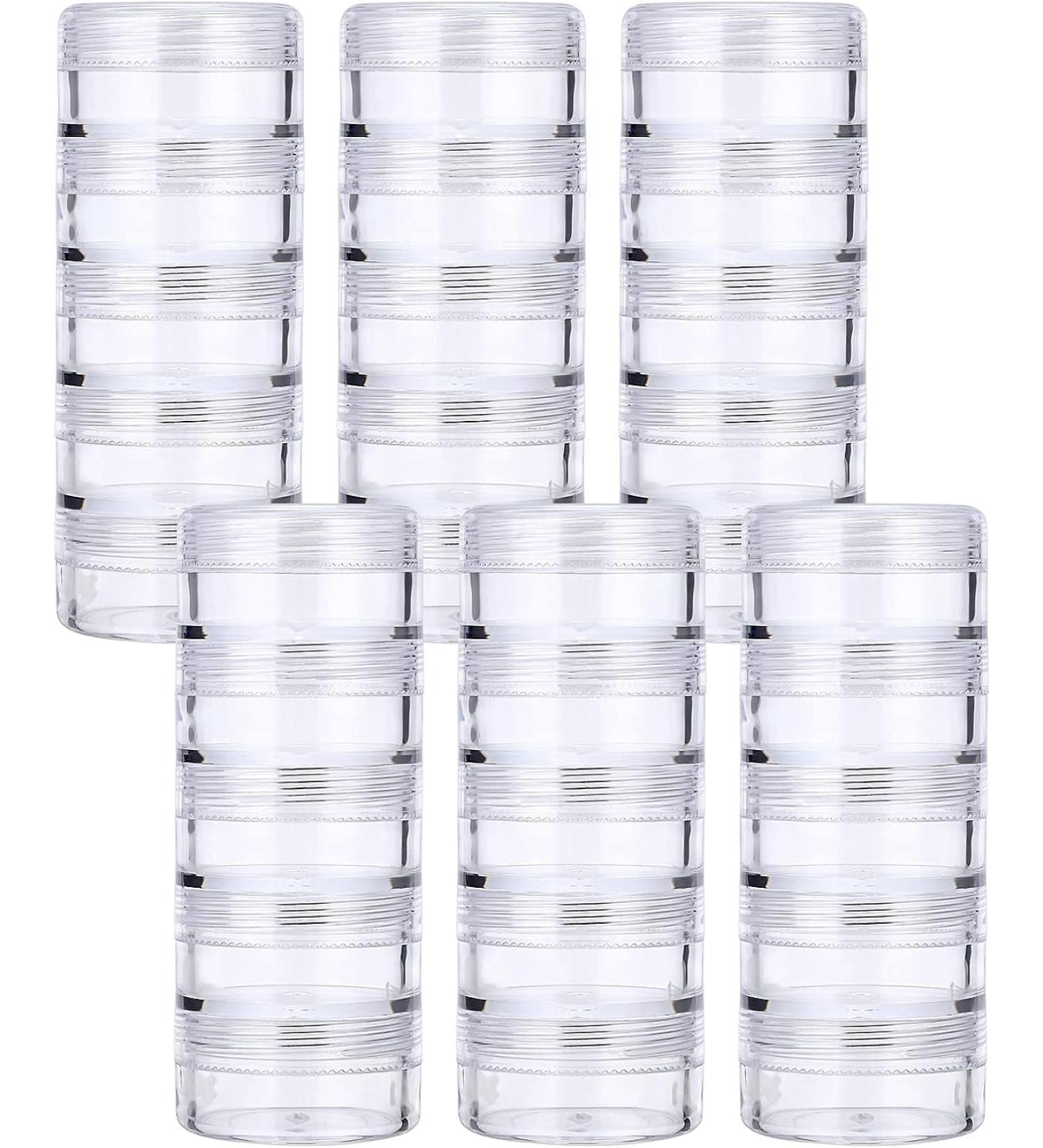CKNMEERSA 6 Sets Stackable Bead Storage Containers 5 Layers Clear Round Bead Storage Jars for Crafts Small Items Beads - Buy Online on GoSupps.com
