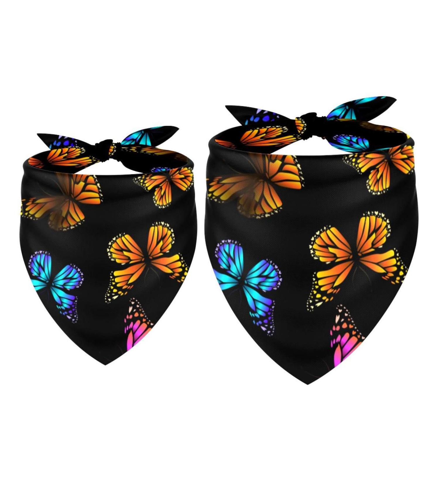 Shop Unique Dog Hollow Cloth with Abstract Butterfly Pattern - Triangular Bibs for Small Medium & Large Dogs and Cats - 2-Piece Set in Multi-Colors - Buy Online on GoSupps.com