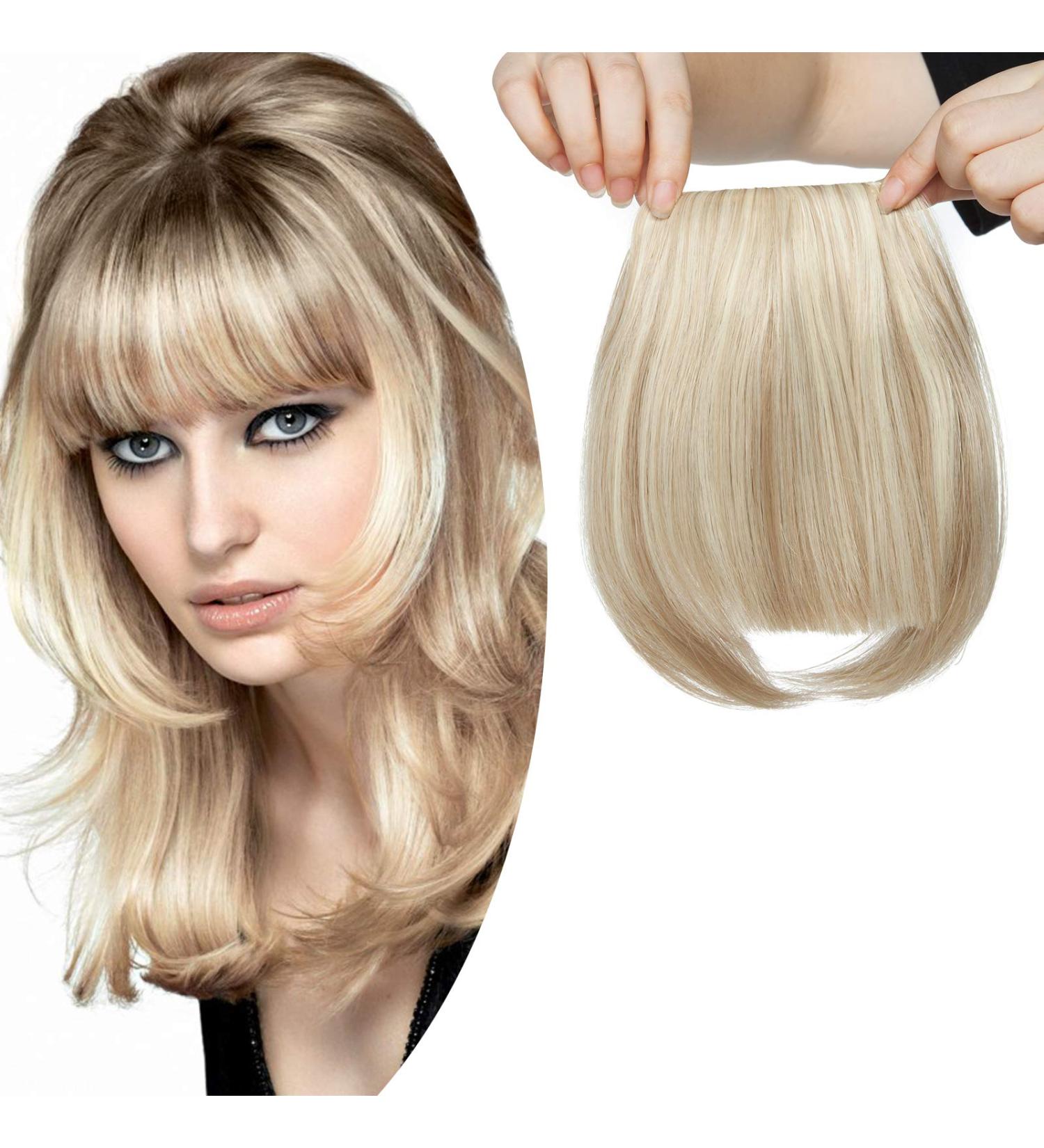 SEGO Clip-in Pony Hairpiece Extensions | Sandy & Bleach Blonde Fringe Bangs | Realistic One Piece Front Hair Extension - Buy Online on GoSupps.com