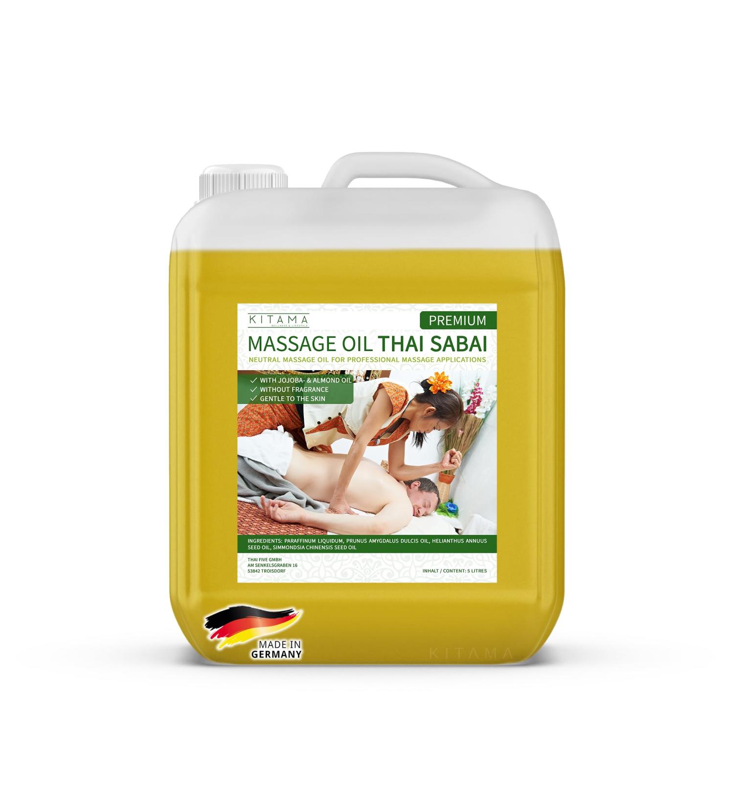 Kitama Thai Sabai Massage Oil 5L - Premium Soft Neutral Skin Care with Jojoba & Almond Oil - International Shipping - Buy Online on GoSupps.com