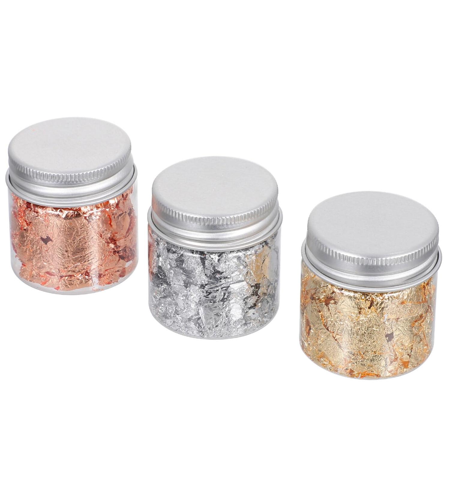 3 Gold foil Shreds Gold Flakes Decorative Dishes Nail Foil Nail Accessories DIY Nail Decoration Gilding Flakes Schabin Flakes Imitation Gold Foil Flakes Film tin foil
