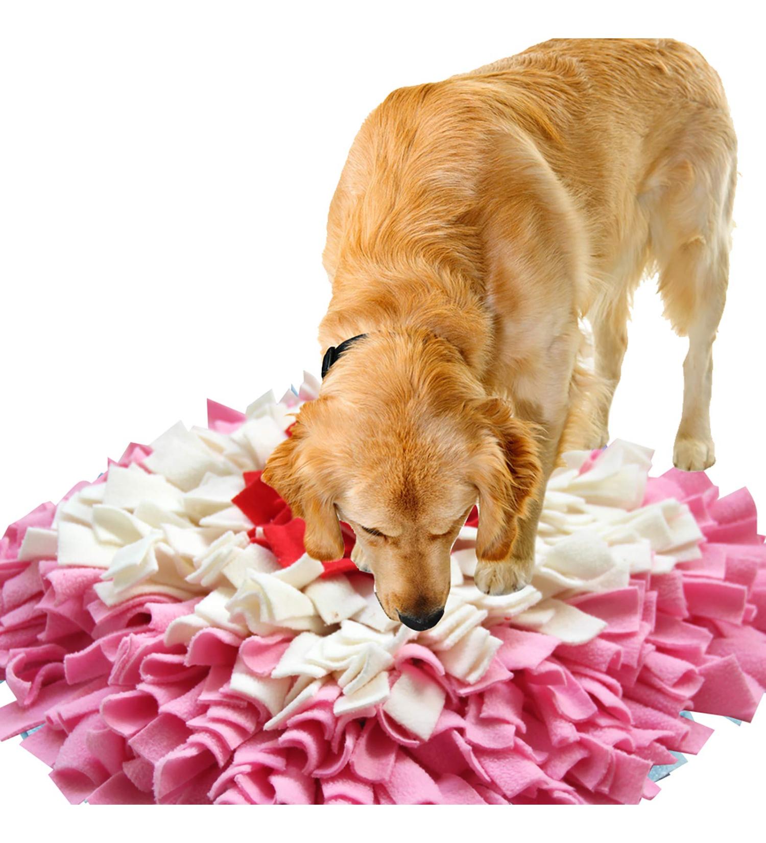 IEUUMLER Dog Snuffle Mat - Training Puzzle Toy for Dogs | 45x45cm Pink & White - International Shipping - Buy Online on GoSupps.com