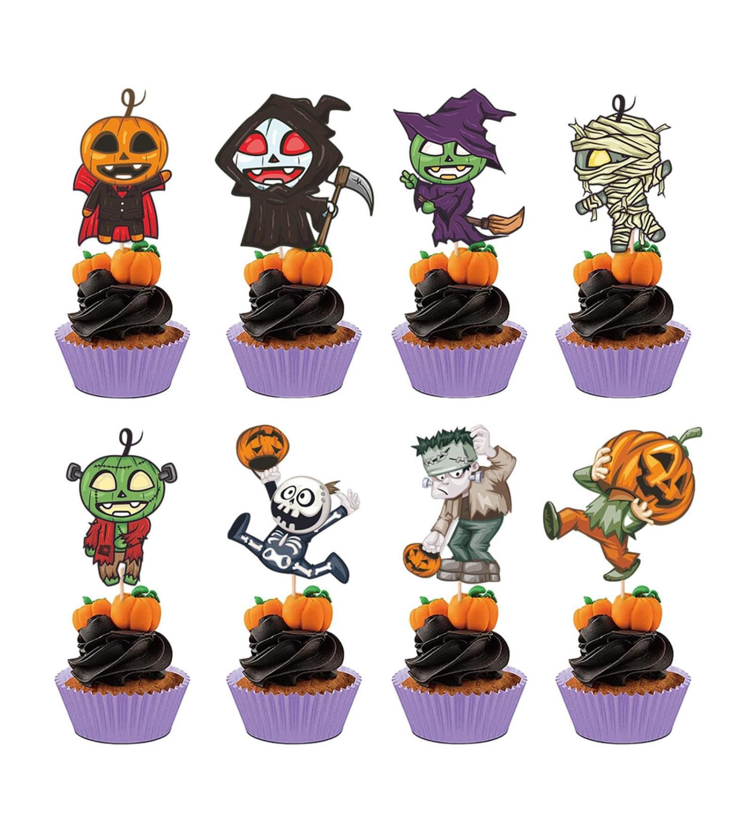 Halloween Cake Toppers Picks Set Halloween Topper - Pumpkin Cake Topper Pumpkin Cupcake Picks Fall Theme Cupcake Decorations for Baking Cups Ewoke - Buy Online on GoSupps.com