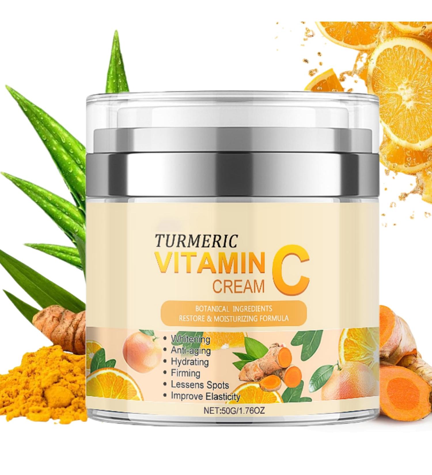 Turmeric Vitamin C Face Cream Turmeric Face Cream Vitamin C Face Moisturiser Brightening Face Cream For Moisturiser to Nourish Skin Smooth Lines & Boost Glow Day And Night For All Skin Types - Buy Online on GoSupps.com
