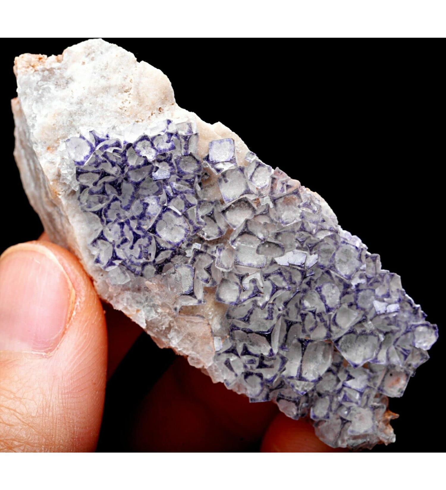 27.5g Natural Purple Cube Fluorite Cluster Crystal Specimen/Guizhou ningxiao - Buy Online on GoSupps.com