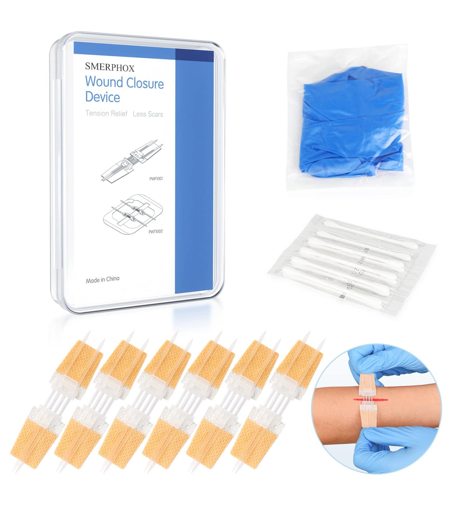 Wound Closure Strip 6 pcs - Sterile First Aid Kit Zip & Stitch Suture-Free Flexible Fabric Bandages for Skin Injury - Buy Online on GoSupps.com