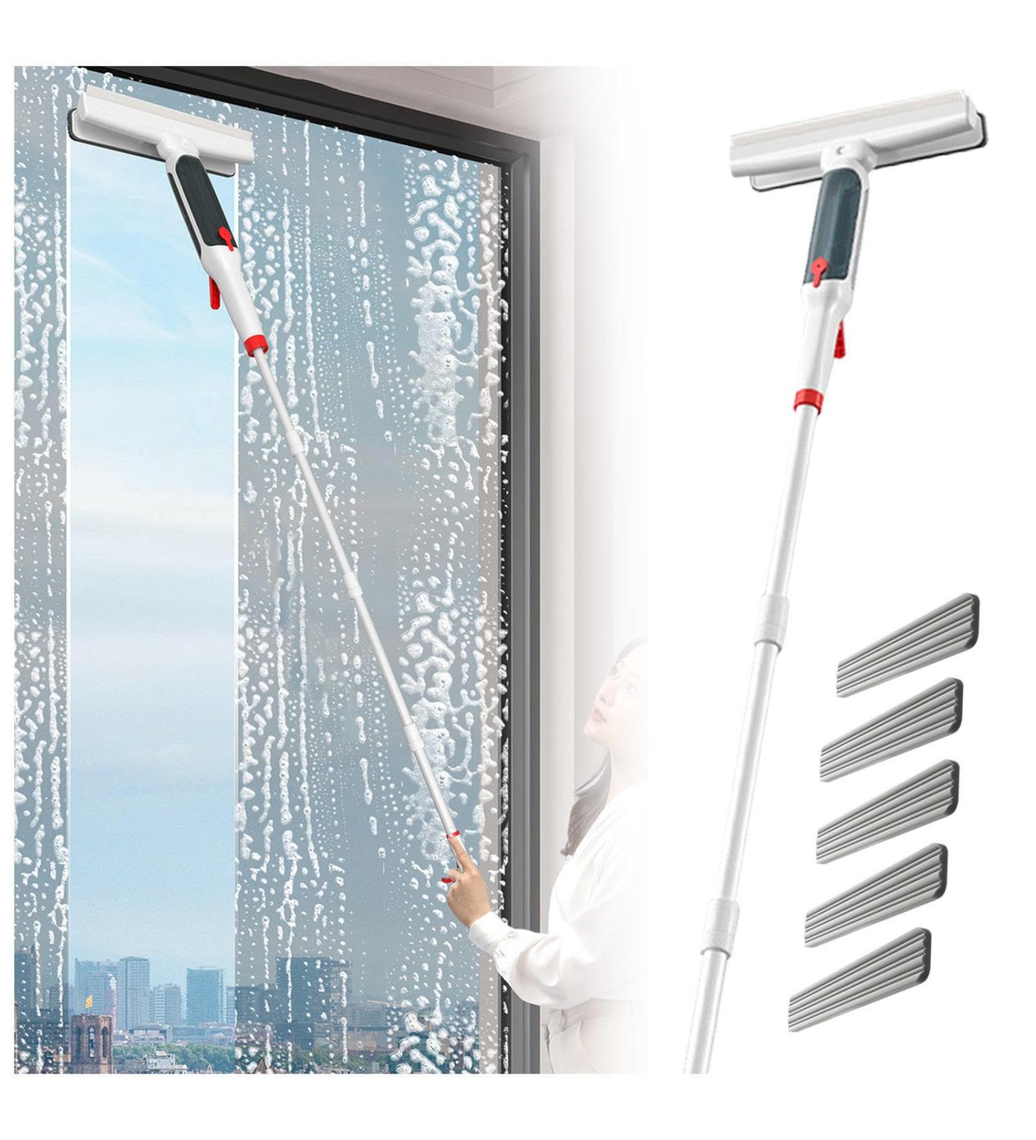 RRRYYYZZ 75'' Spray Window Squeegee for Home with 4-Section Extension Pole 4 in 1 Shower Squeeze for Glass Door and Tile Window Squeegee with Sewage Collector and 5 Pads - Buy Online on GoSupps.com