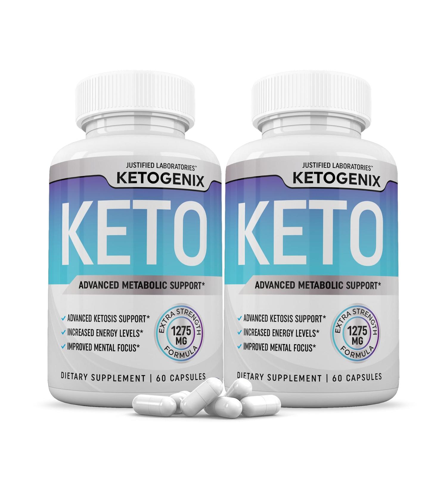 (2 Pack) Ketogenix Keto Pills 1275MG New & Improved Formula Contains Apple Cider Vinegar Extra Virgin Olive Oil Powder Green Tea Leaf 120 Capsules 30 Count (Pack of 2) - Buy Online on GoSupps.com