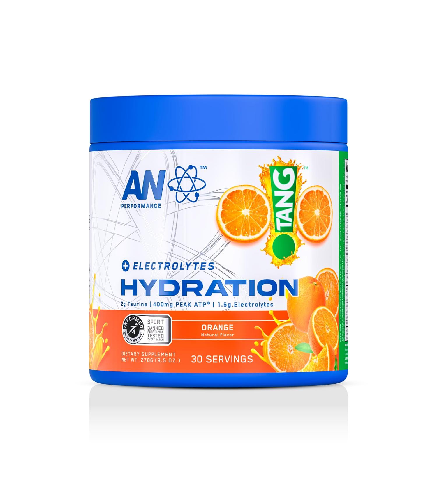 AN Performance Electrolyte Drink Mix | Zero Sugar Hydration Powder | Magnesium + Calcium + Potassium | Tang Orange | 30 Servings