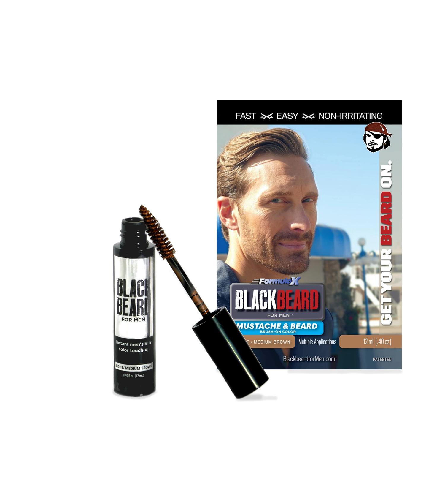 Blackbeard for Men Formula X Instant Color - Light/Medium Brown (1 Pack) 0.40 Fl Oz - Men's Grooming Beard Dye Alternative - Buy Online on GoSupps.com