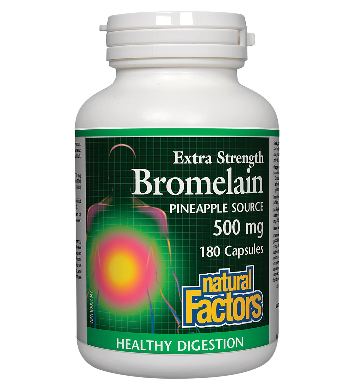 Natural Factors Bromelain 500mg - 180 Capsules for Digestive Health & Inflammation Relief - Buy Online on GoSupps.com