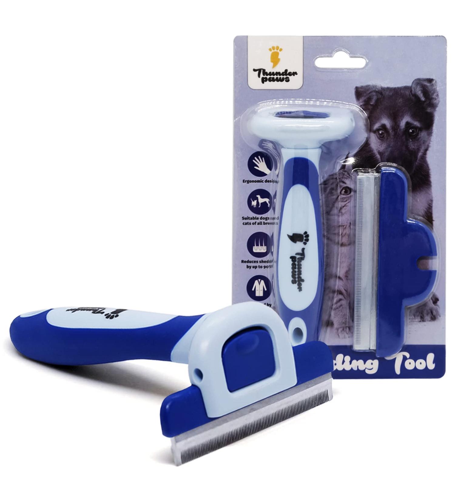 Thunderpaws Professional Fur Care Tool - De-Shedding Brush for Dogs & Cats | Best D-Shedz for All Fur Types & Sizes (Blue) - Buy Online on GoSupps.com