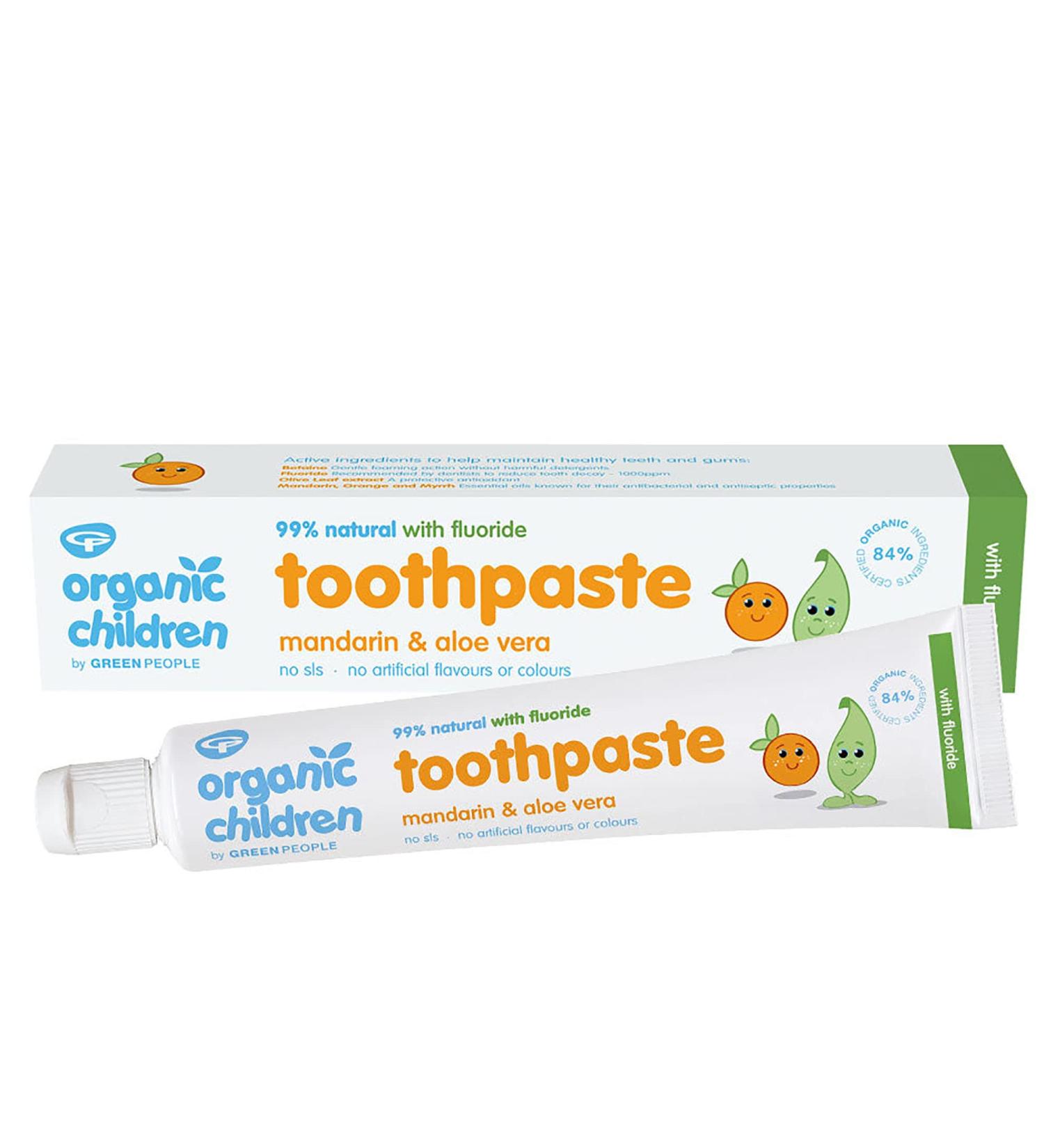 Green People Organic Children Mandarin & Aloe Vera Toothpaste 50ml with Fluoride | Natural | Safe for Kids | SLS-free | Non-Mint | Pack of 1 - Buy Online on GoSupps.com